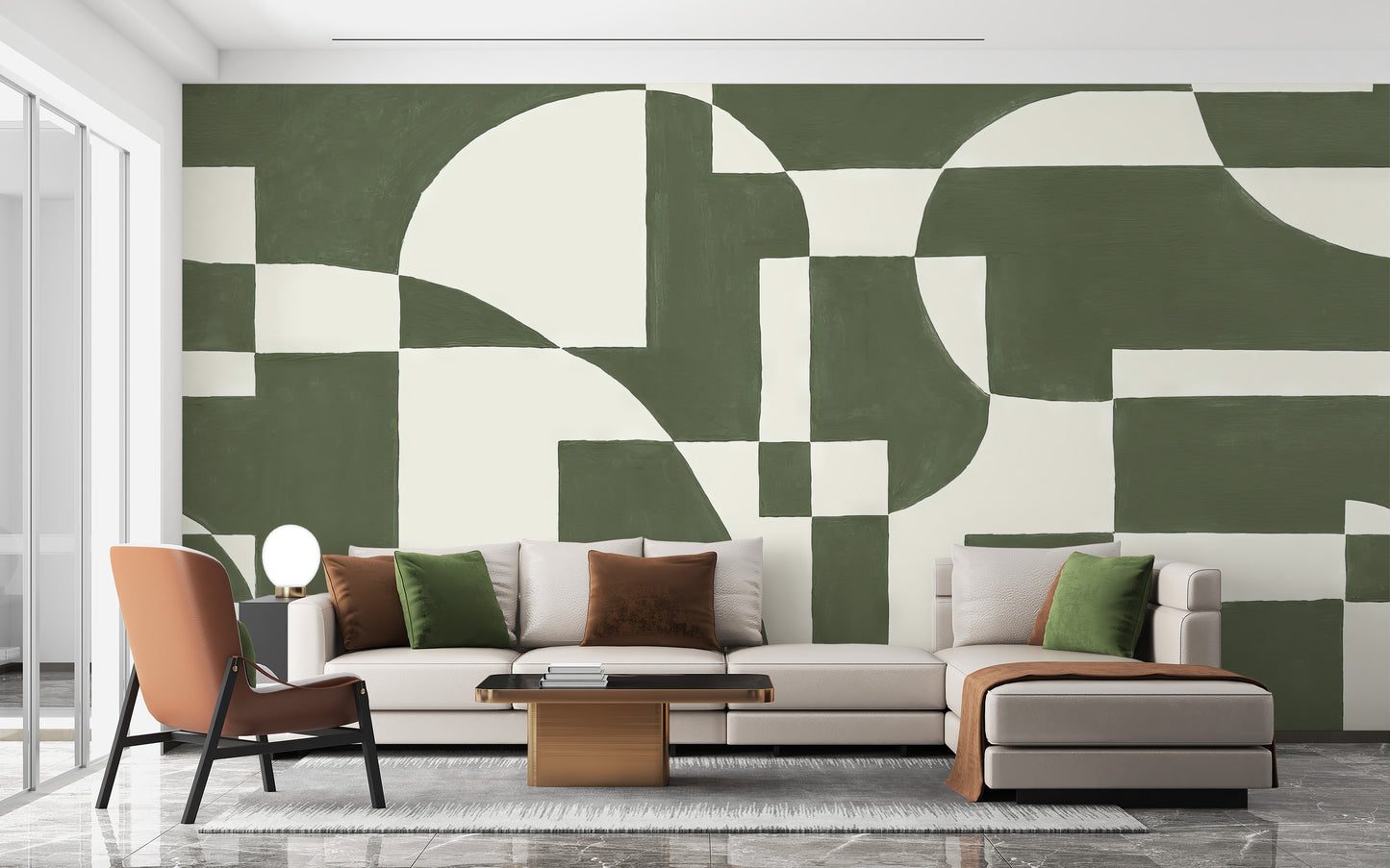 Emerald Geometric Elegance Mural