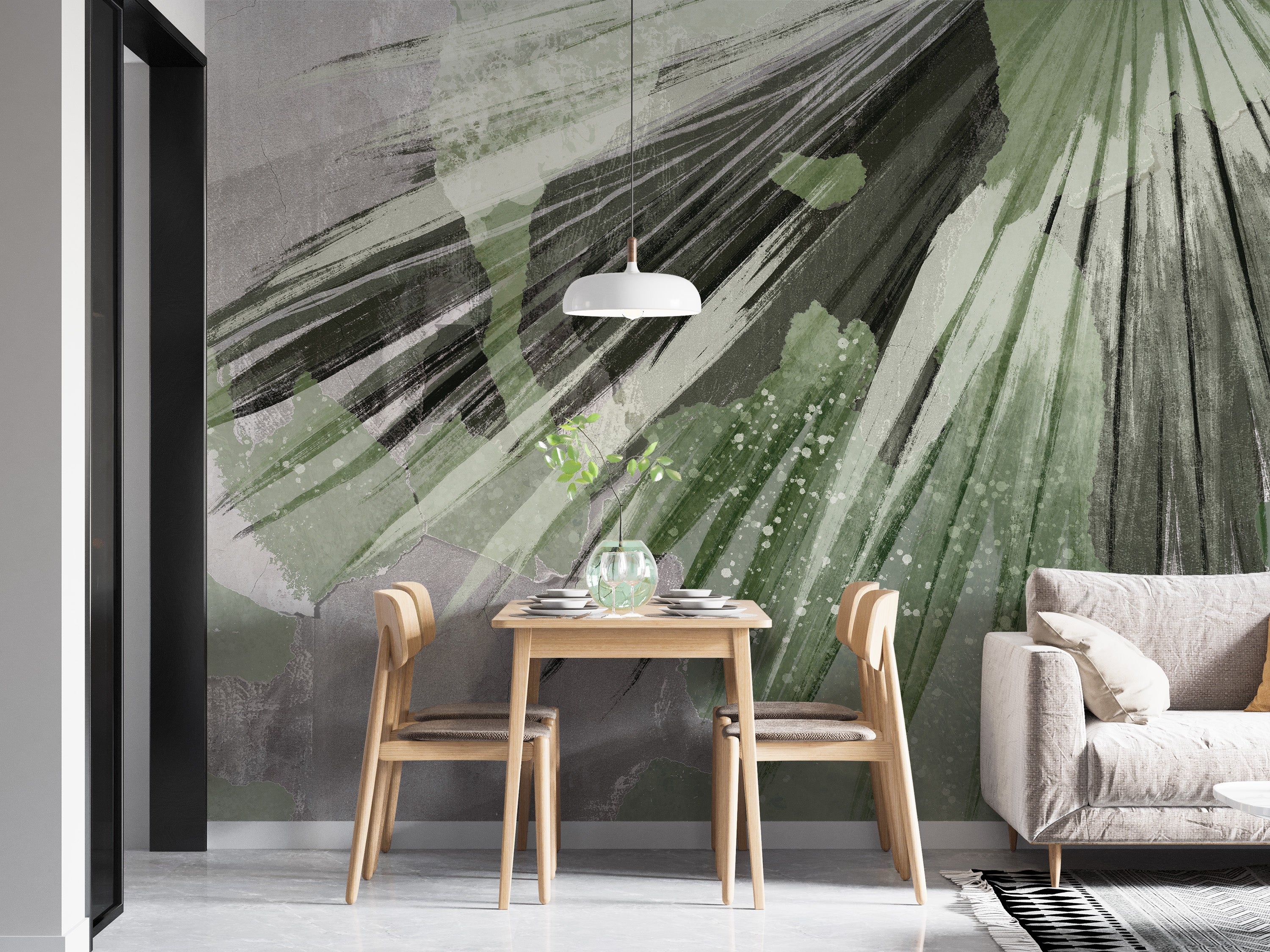 Refreshing tropical leaf wallpaper in green