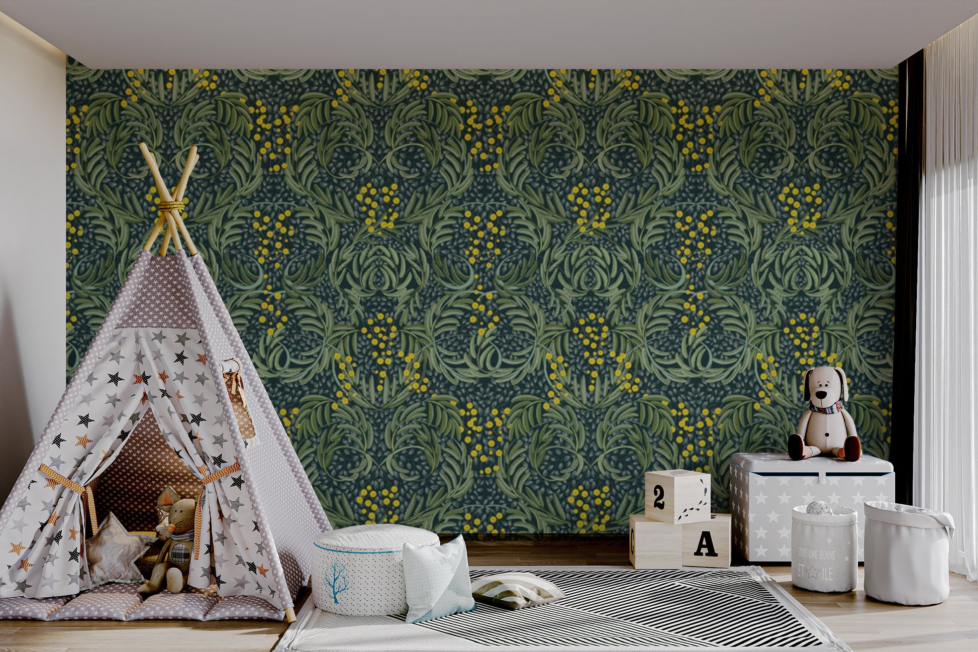 Stylish wallpaper with verdant mosaic charm