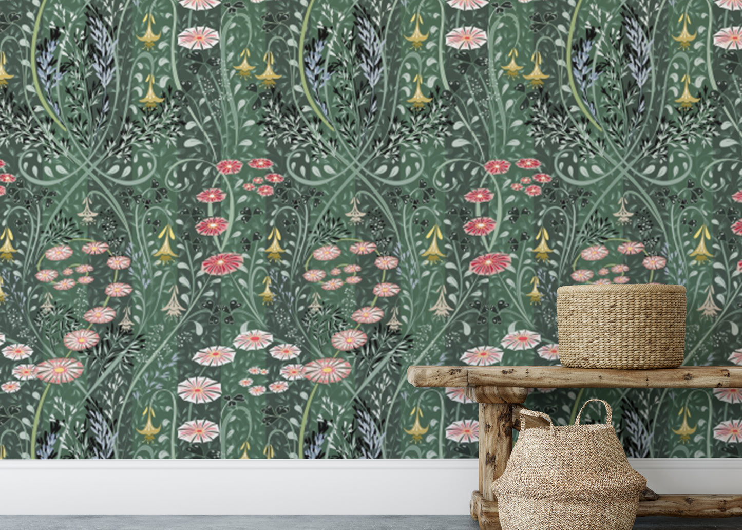 Self-adhesive enchanting meadow wallpaper for walls