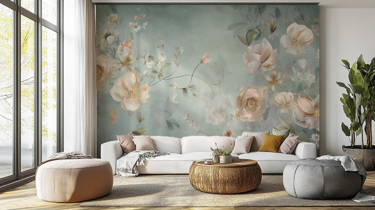 Delicate Blooming Flower Mural