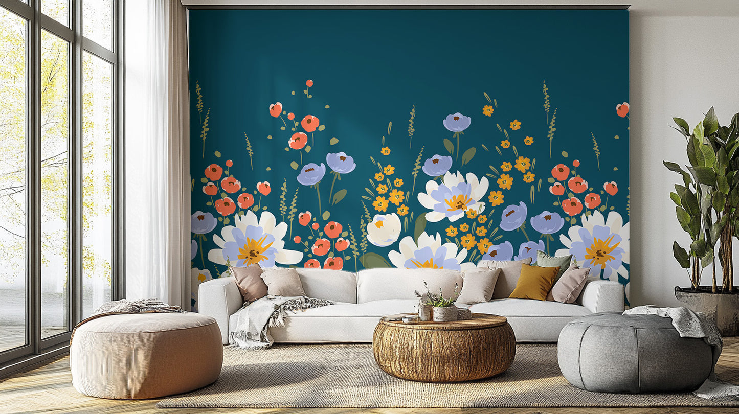 Midnight Garden Floral Mural