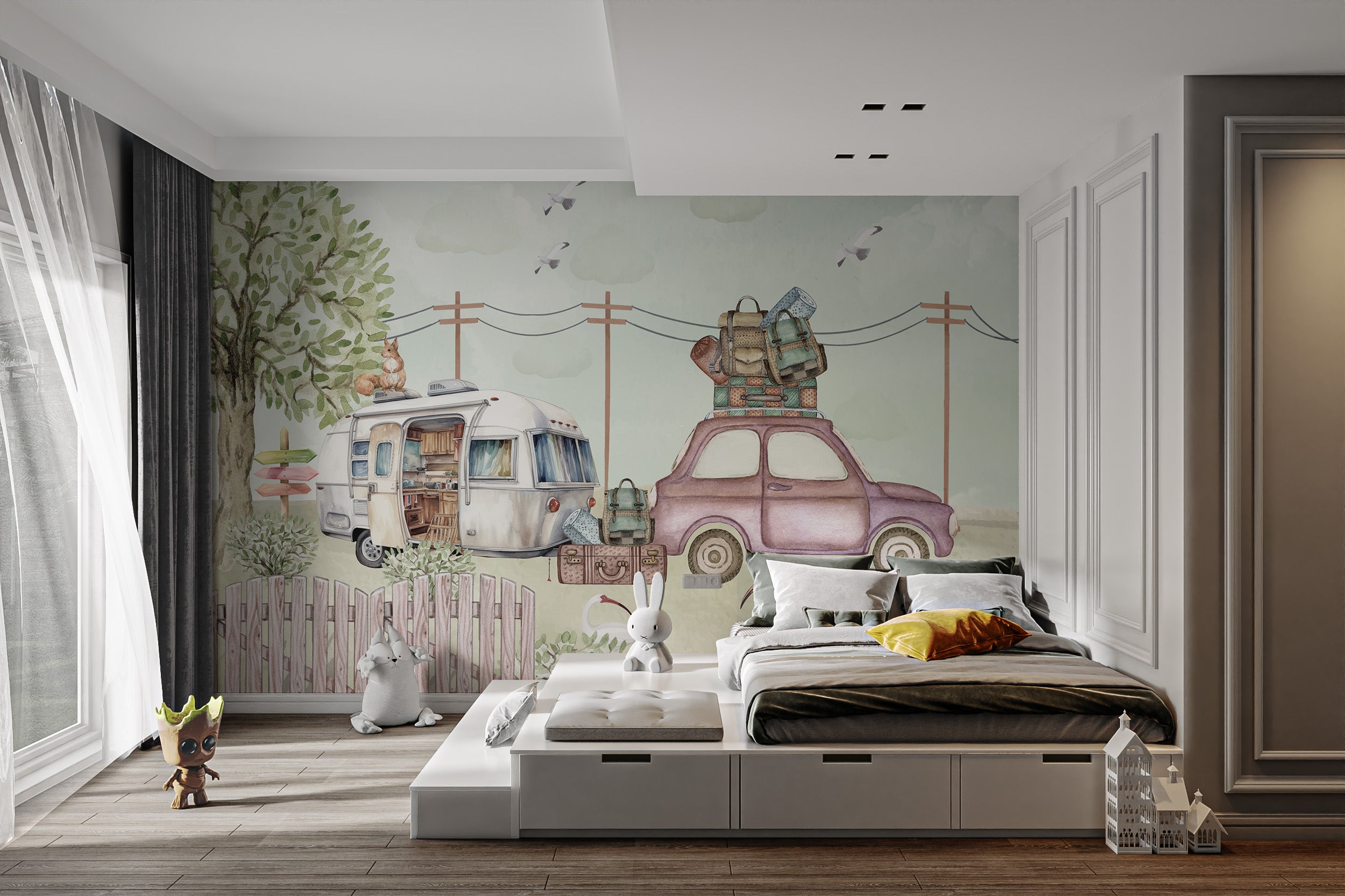 Gypsy Caravan Capers Wallpaper for kids room