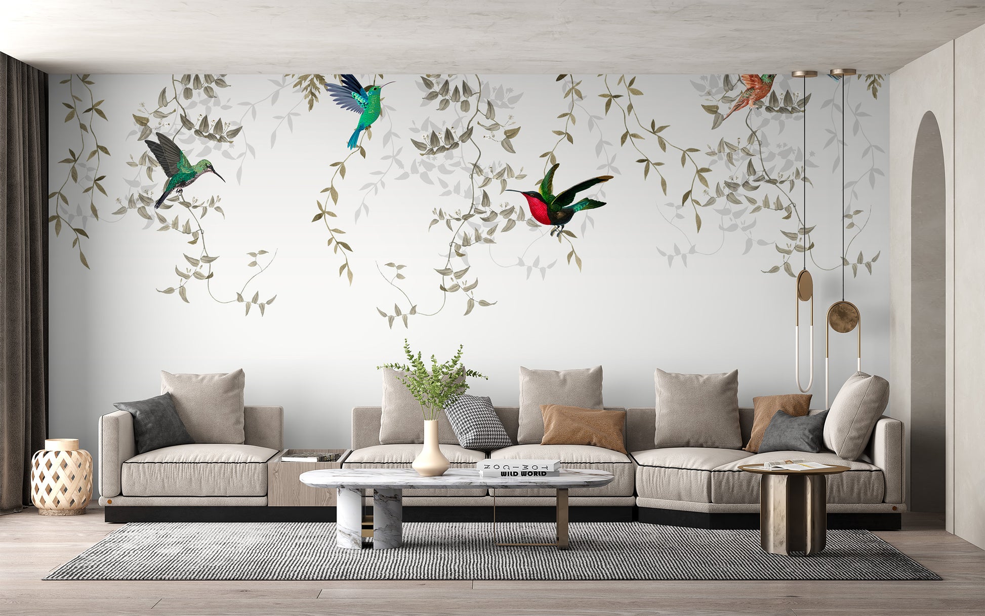 Artistic Hummingbird Haven Wallpaper Mural decor