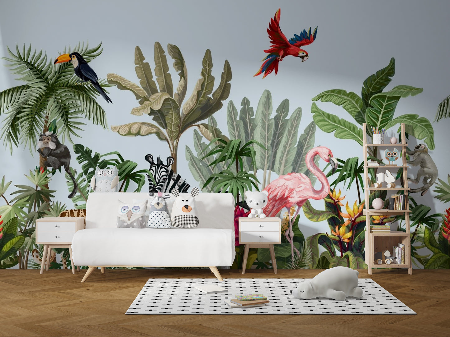 Tropical Animals & Birds Wallpaper Mural - Giffywalls