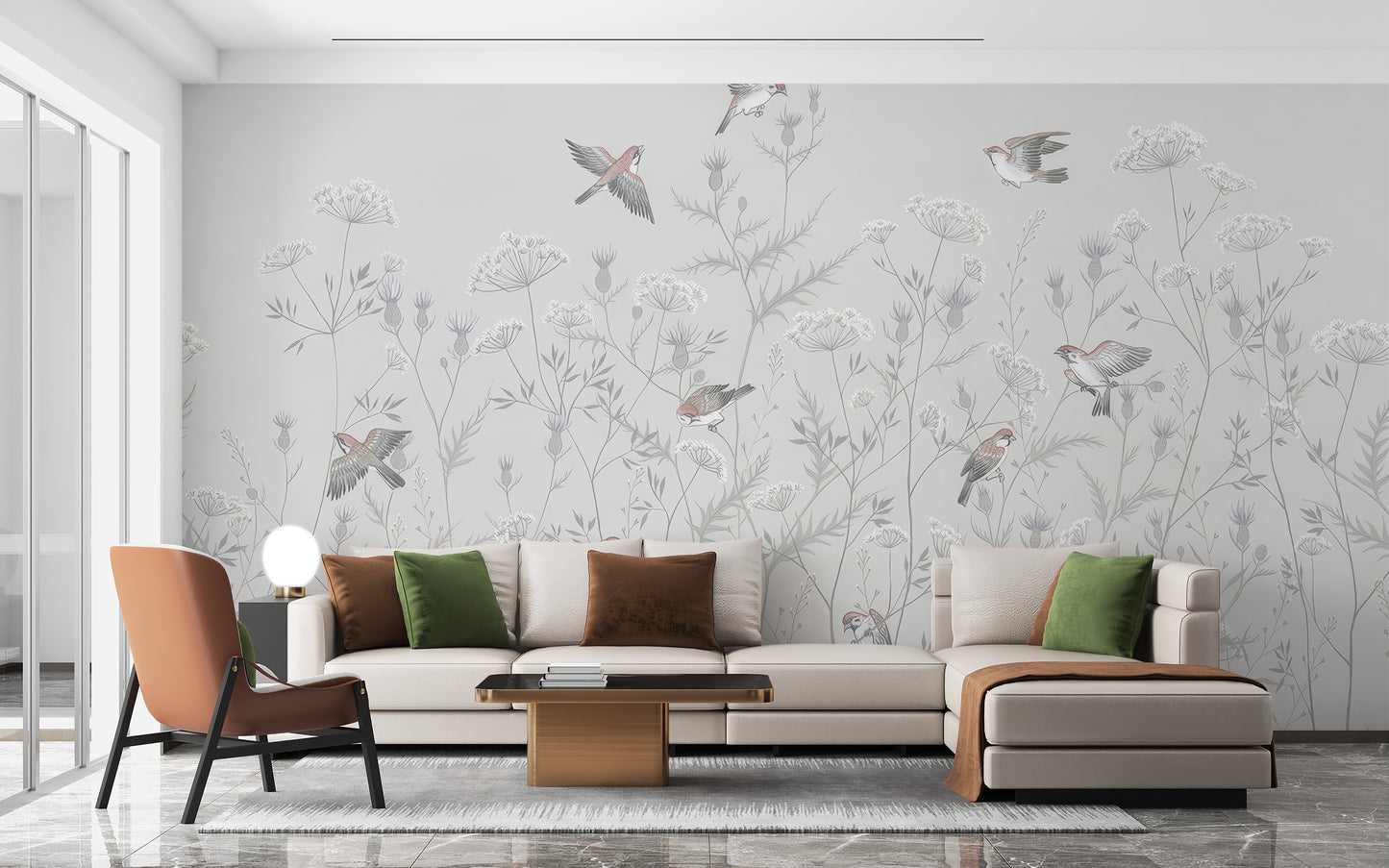 Ethereal Avian Garden Mural