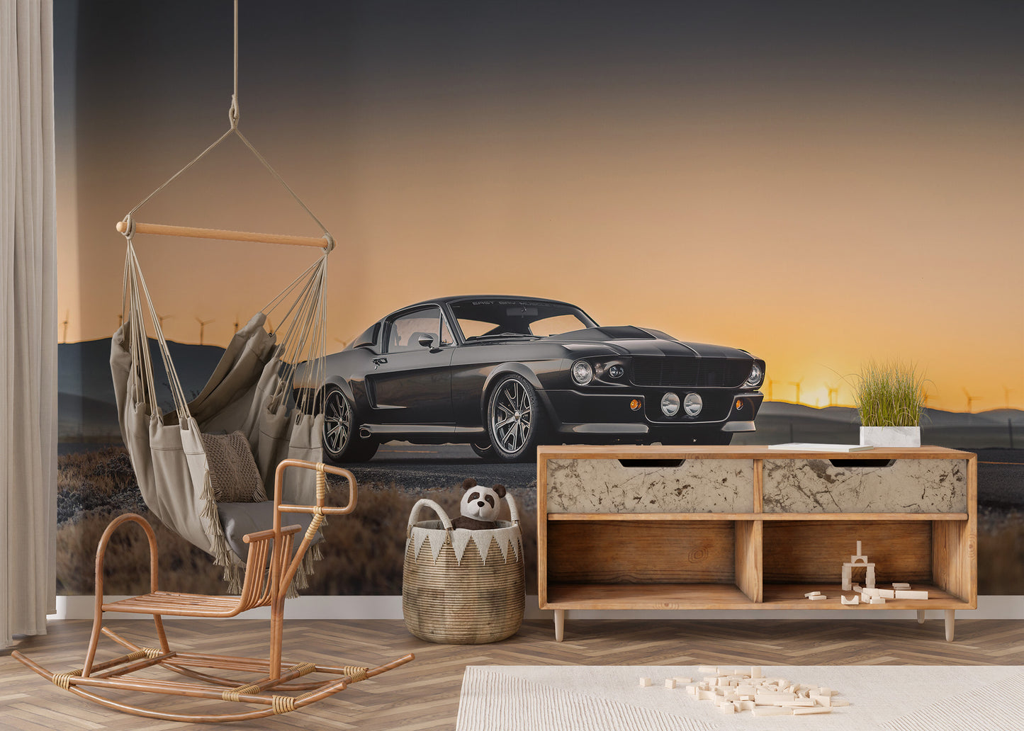 Classic car mural for interiors
