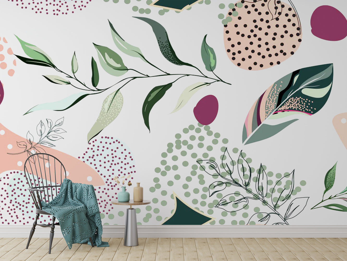 Botanical Pattern Abstract Leaves Wallpaper Murals