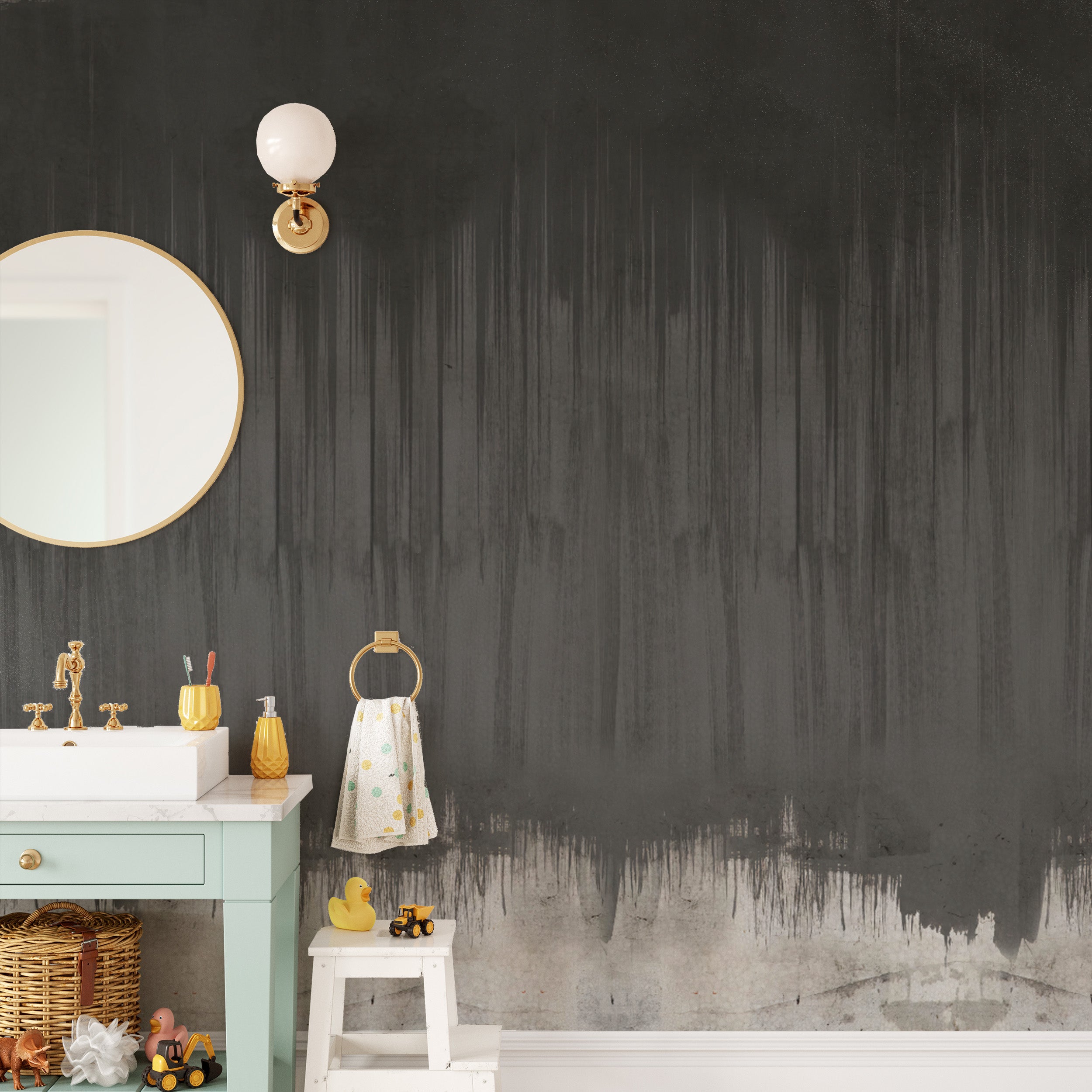 Black ombre ink wallpaper with distressed grunge effect
