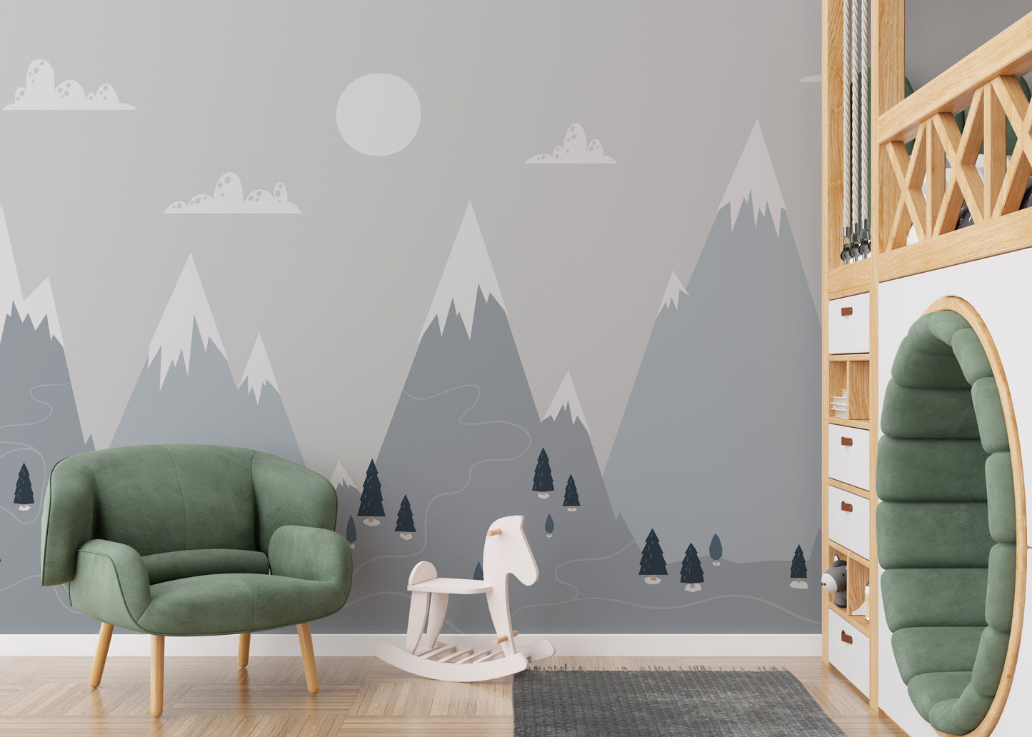 Trendy Scandinavian Mountain Wallpaper Mural