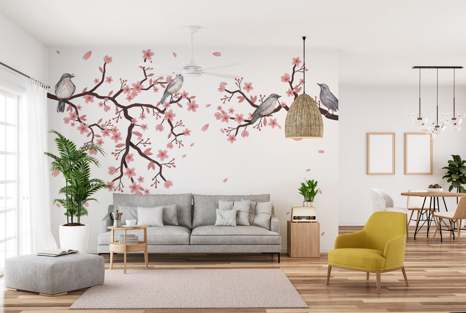 Cherry blossoms in Dawn Chorus Wall Mural