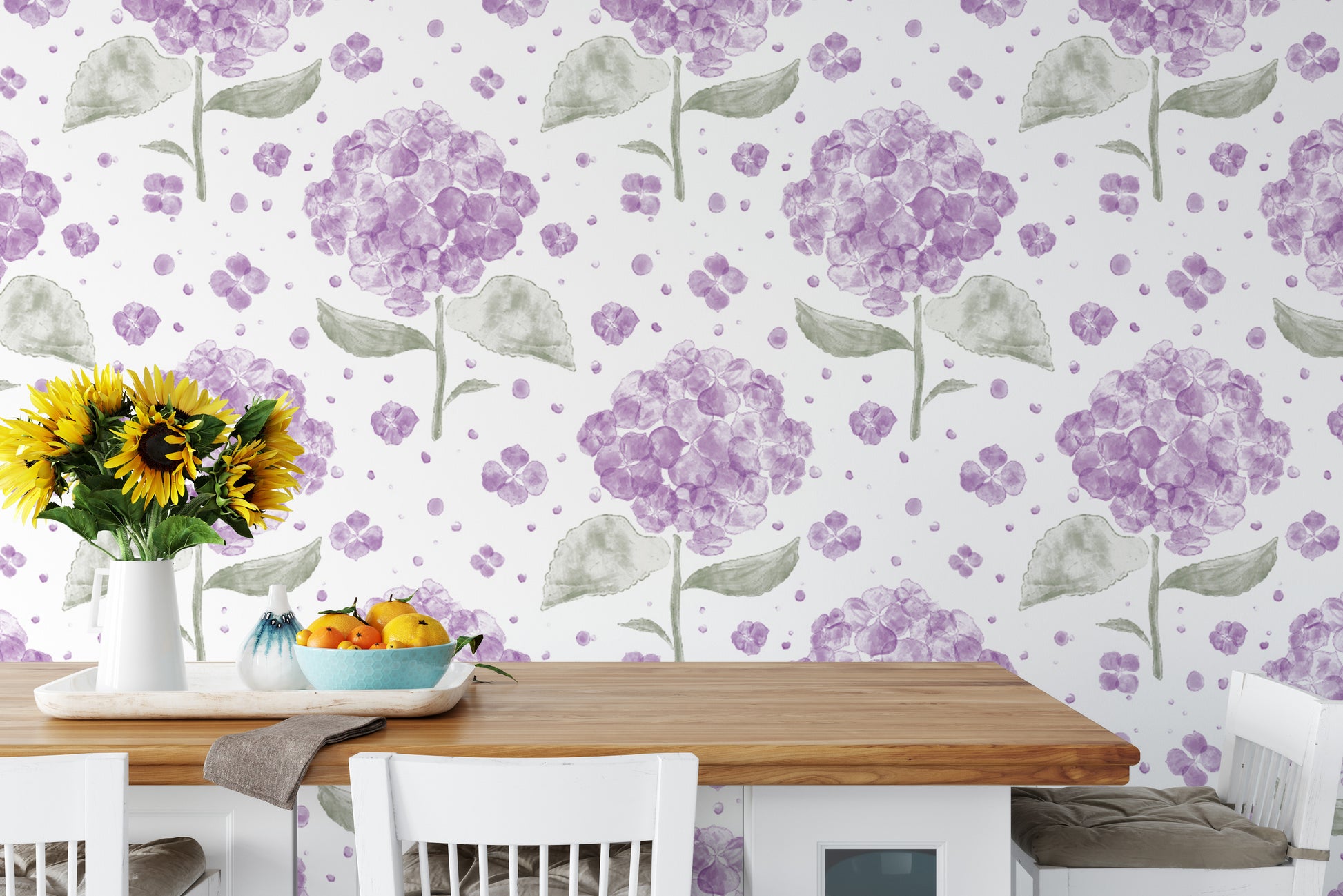 Vibrant purple hydrangea wallpaper for a bold and lively vibe.
