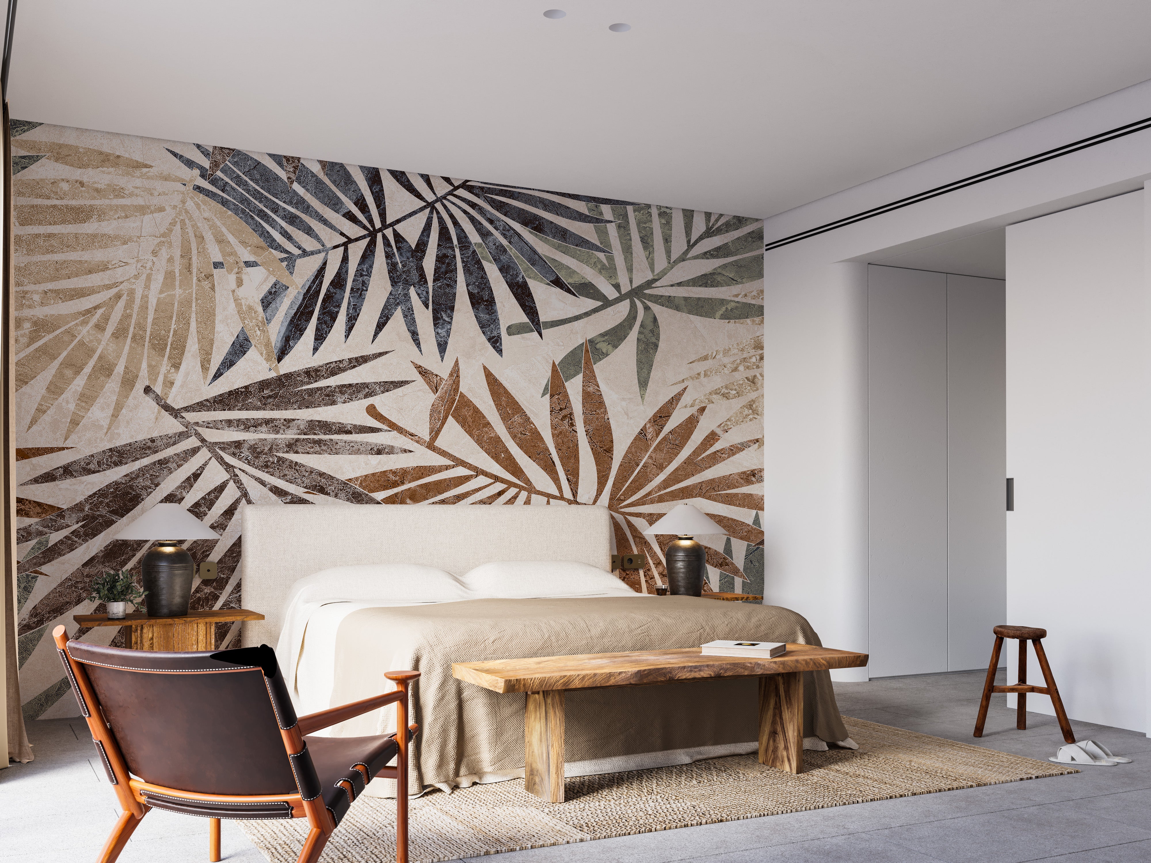 Rustic mural for vibrant bedroom decor