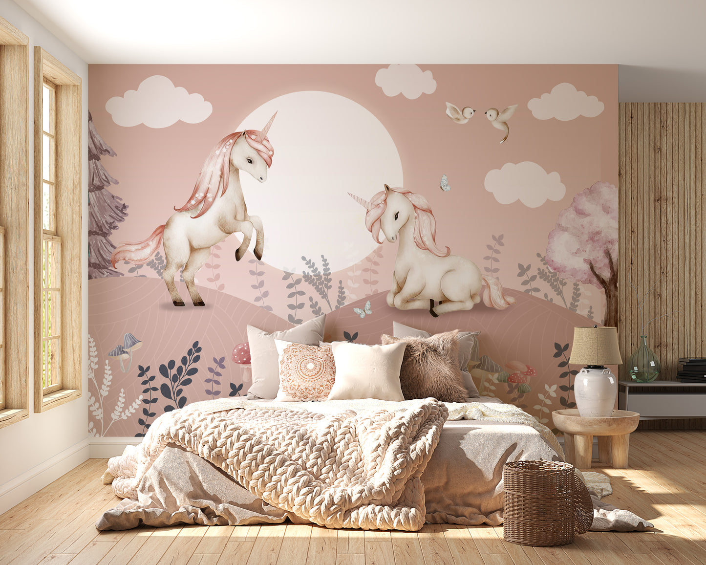 Pink Pegasus mural creates a fairytale ambiance for girls
