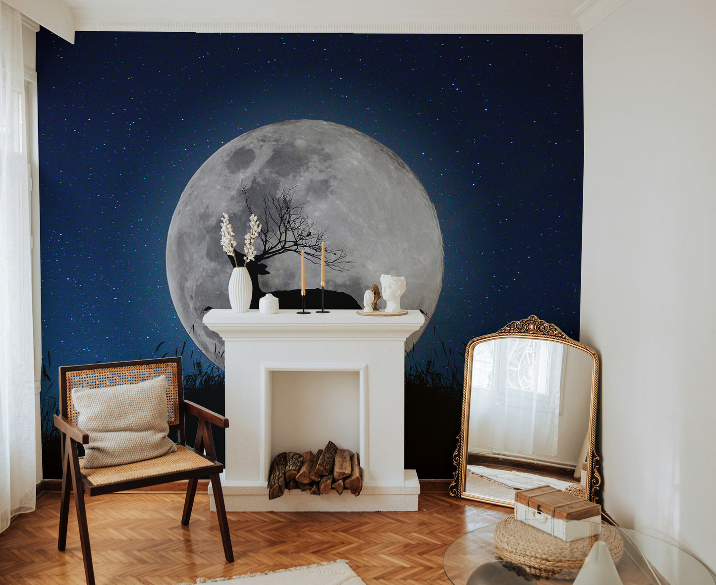 Skyward Stag Lunar Watcher Halloween Night removable wallpaper