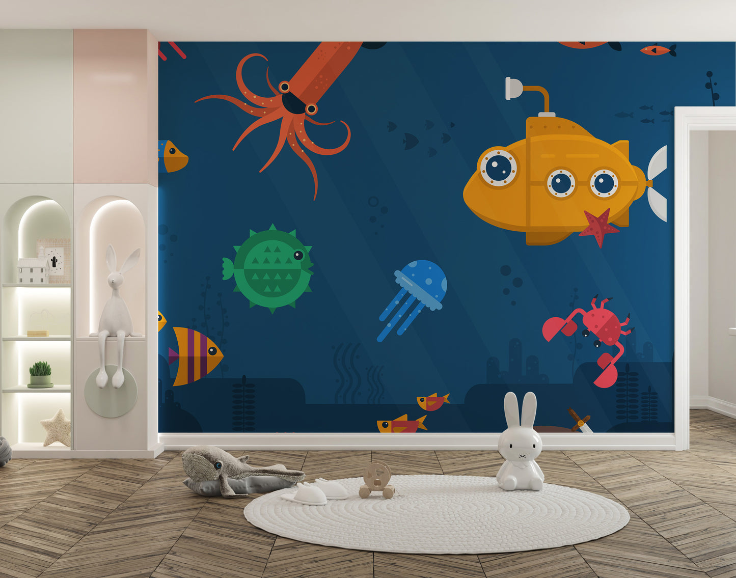 Sea Fishes & Submarine Wallpaper Murals