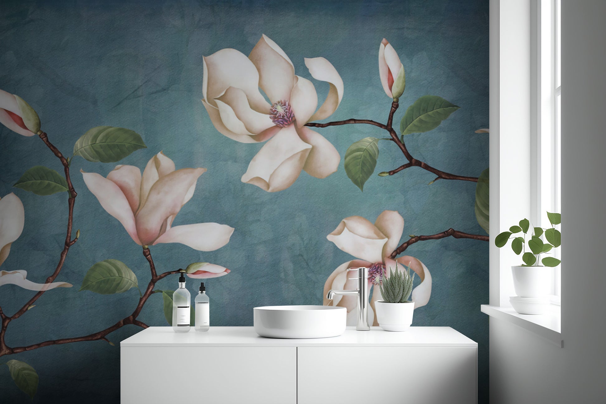 Magnolia flower wallpaper mural for stylish home décor
