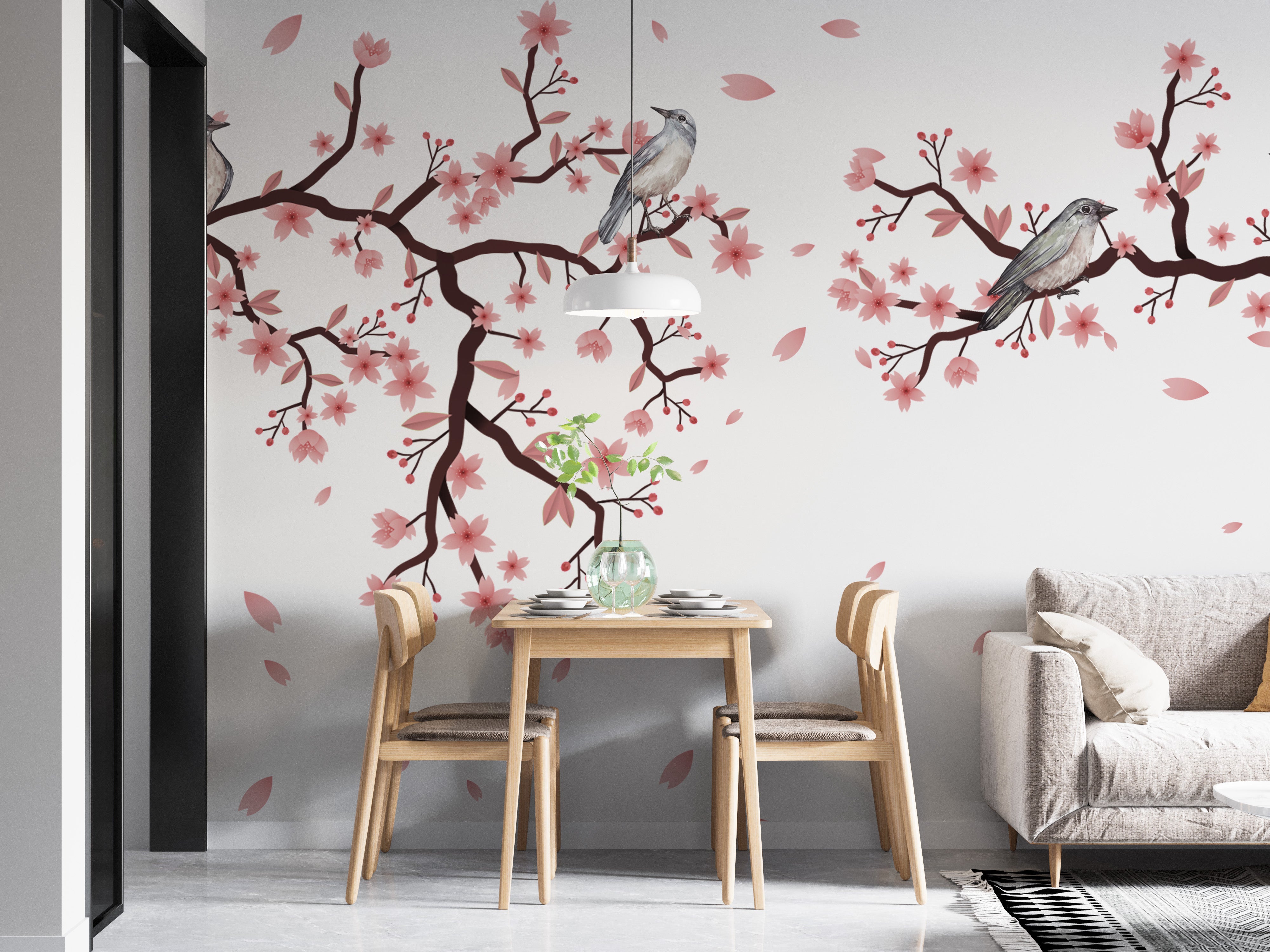 Dawn Chorus Cherry Blossom Wall Mural decor