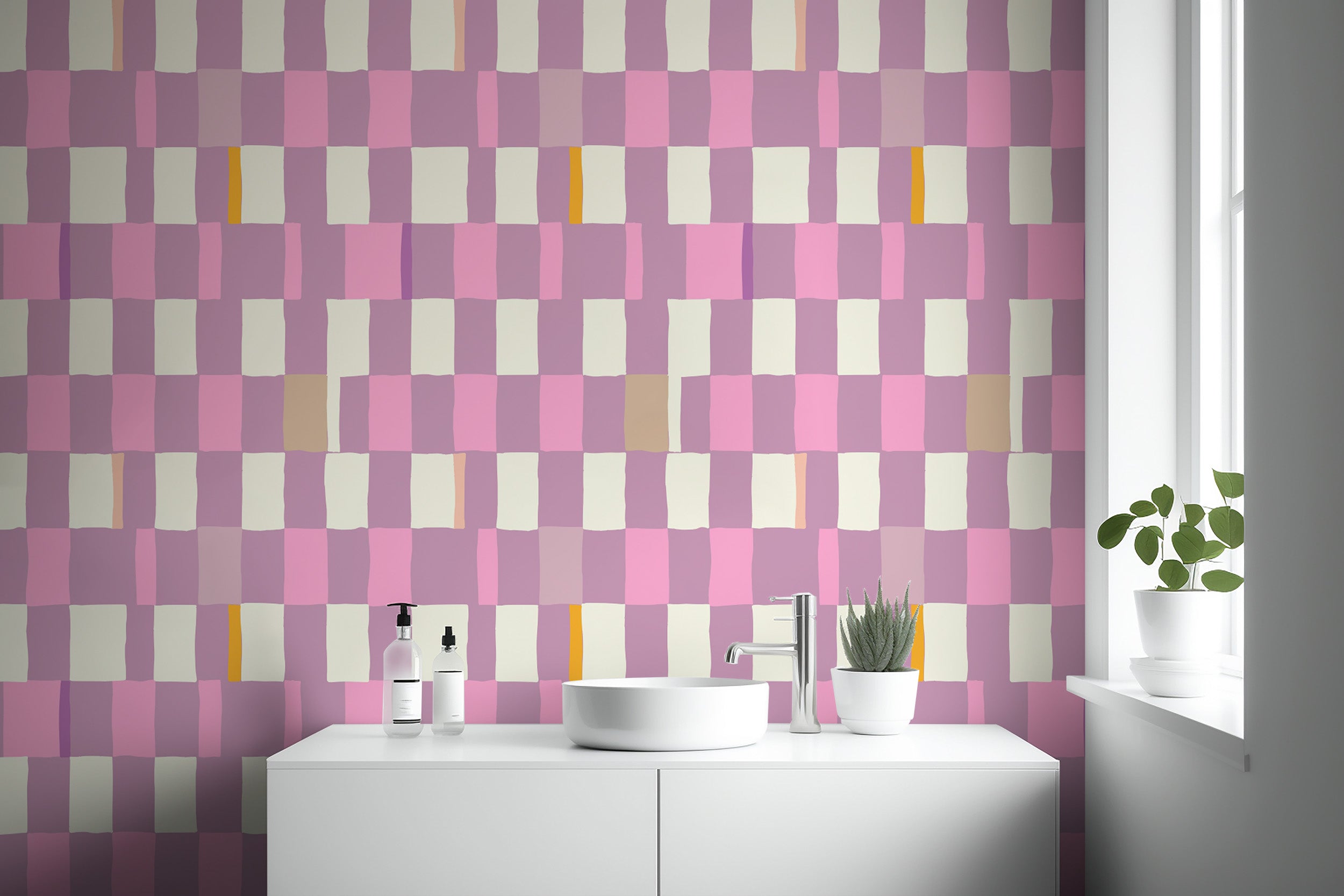 Artistic checkerboard wallpaper with a chic mosaic design.
