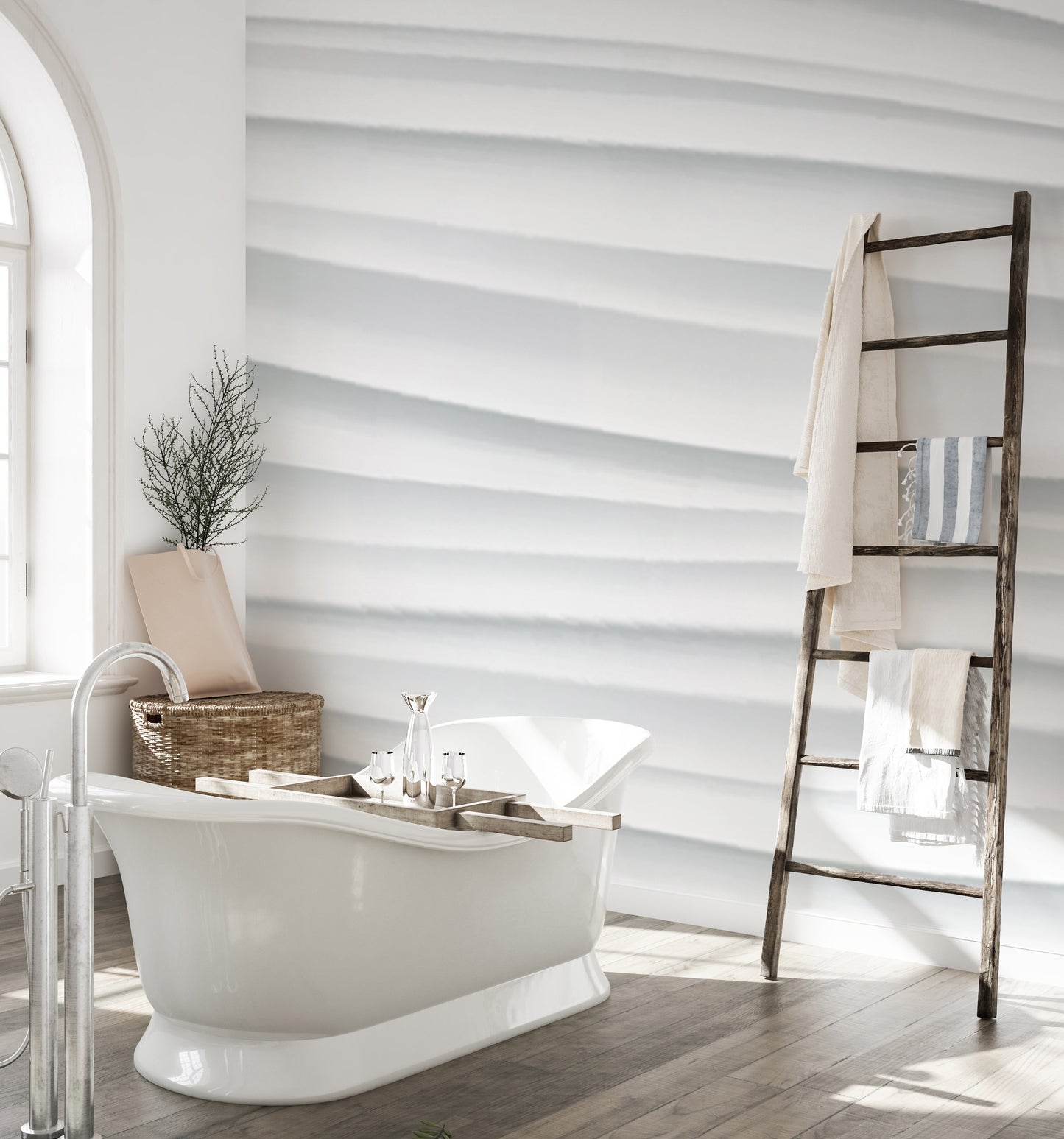 Abstract White Waves Wallpaper Mural