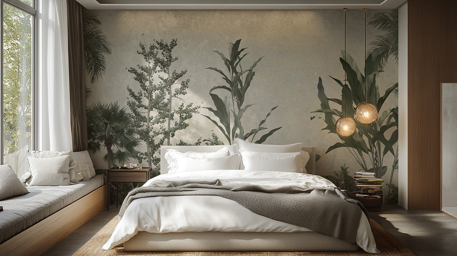 Lush Verdant Valleys wallpaper mural for cozy and inviting bedrooms.