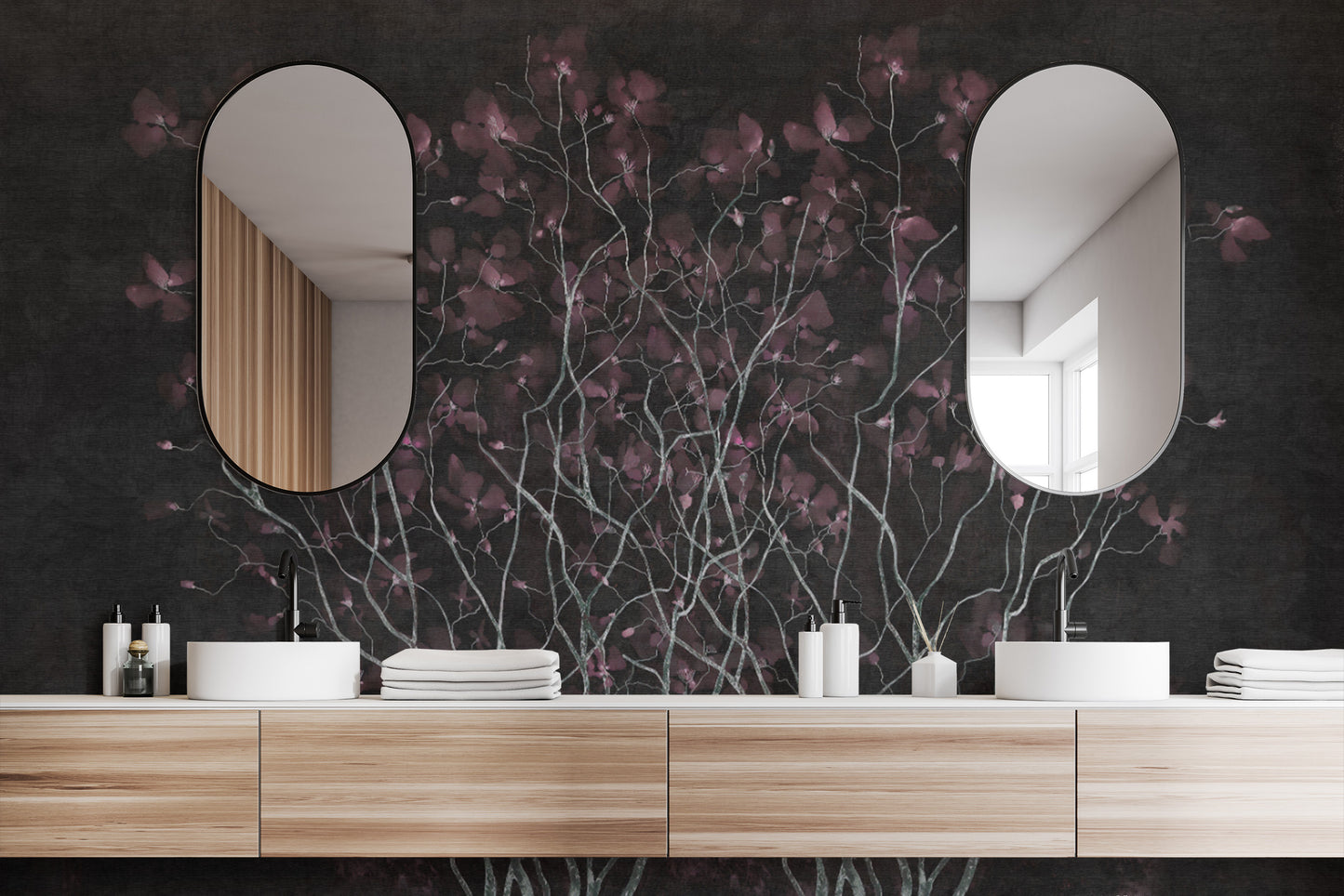 Artistic nightshade-inspired floral mural for unique interiors