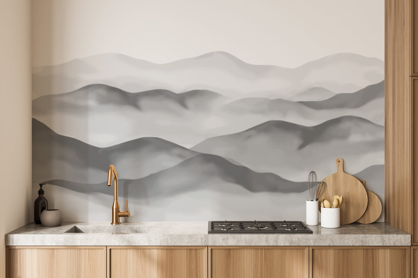 Watercolor Grey Mountain Wallpaper