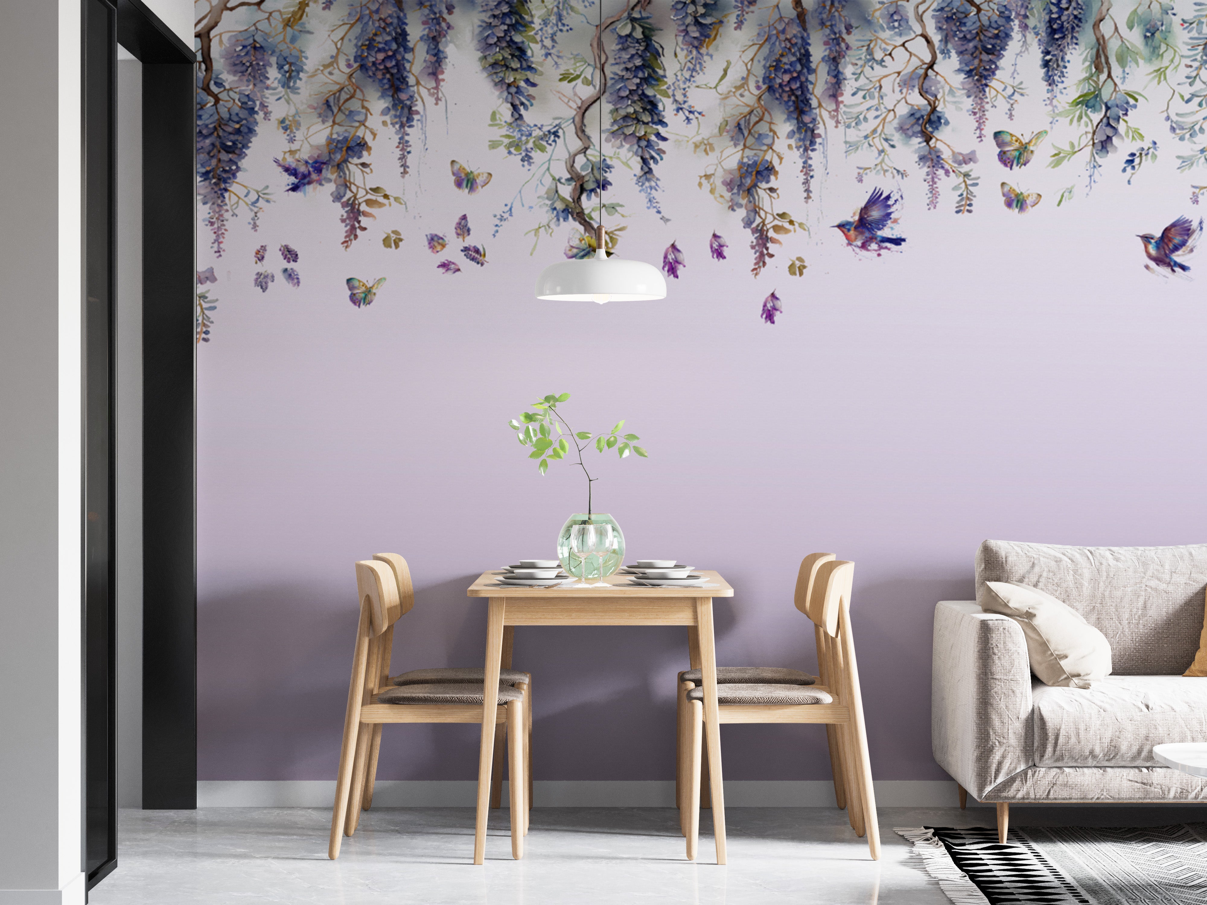 Transform your room with stunning wisteria romance purple wallpaper.