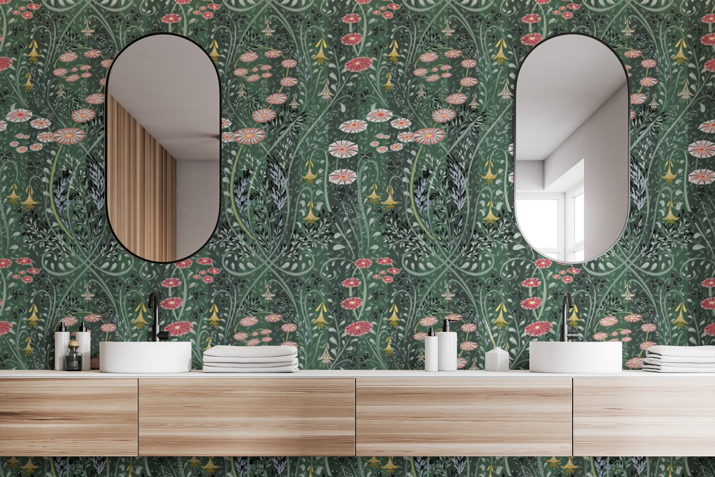 Stylish enchanting wallpaper with meadow charm