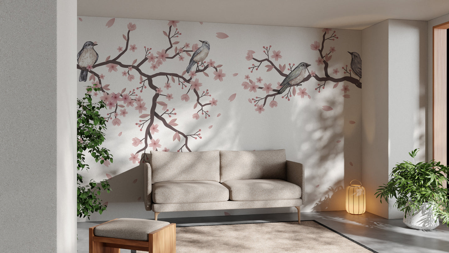 Cherry Blossom Serenade Wall Mural elegance