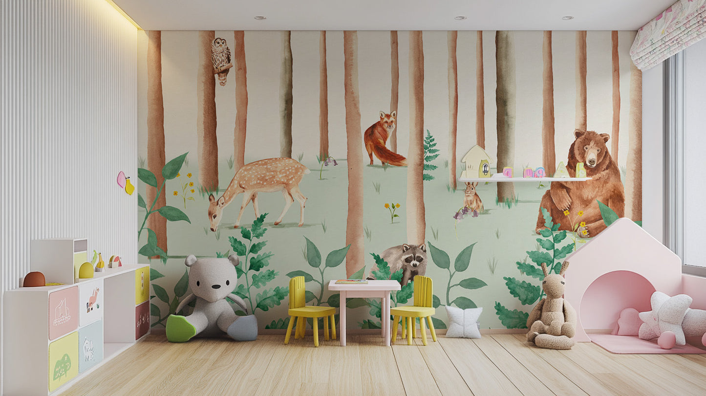 Storybook Wildlife Wall Mural