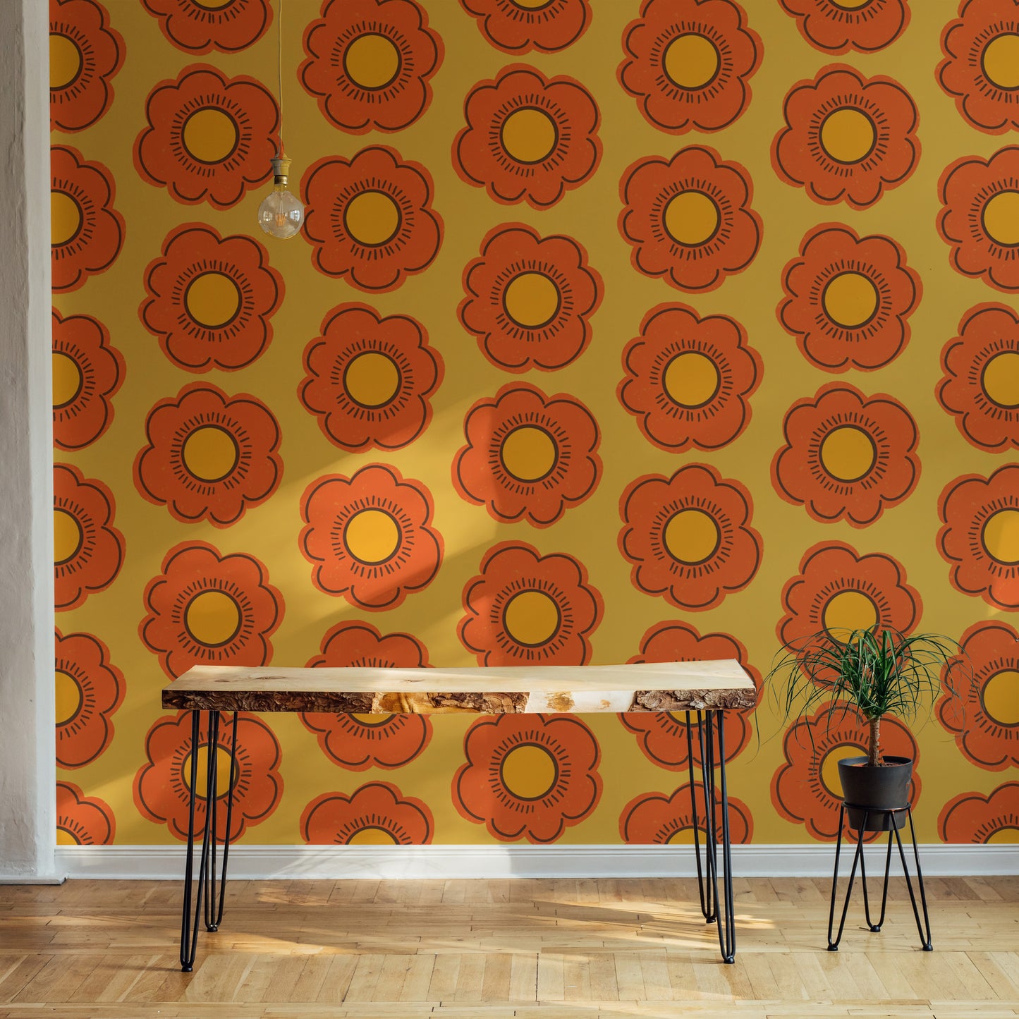 Retro Sunflower Wallpaper for nostalgic decor