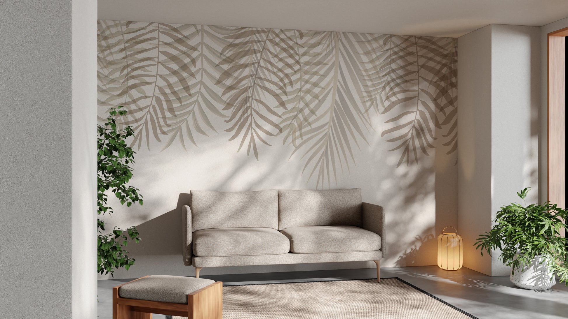 Serenity Palm Fronds Mural for a calm atmosphere