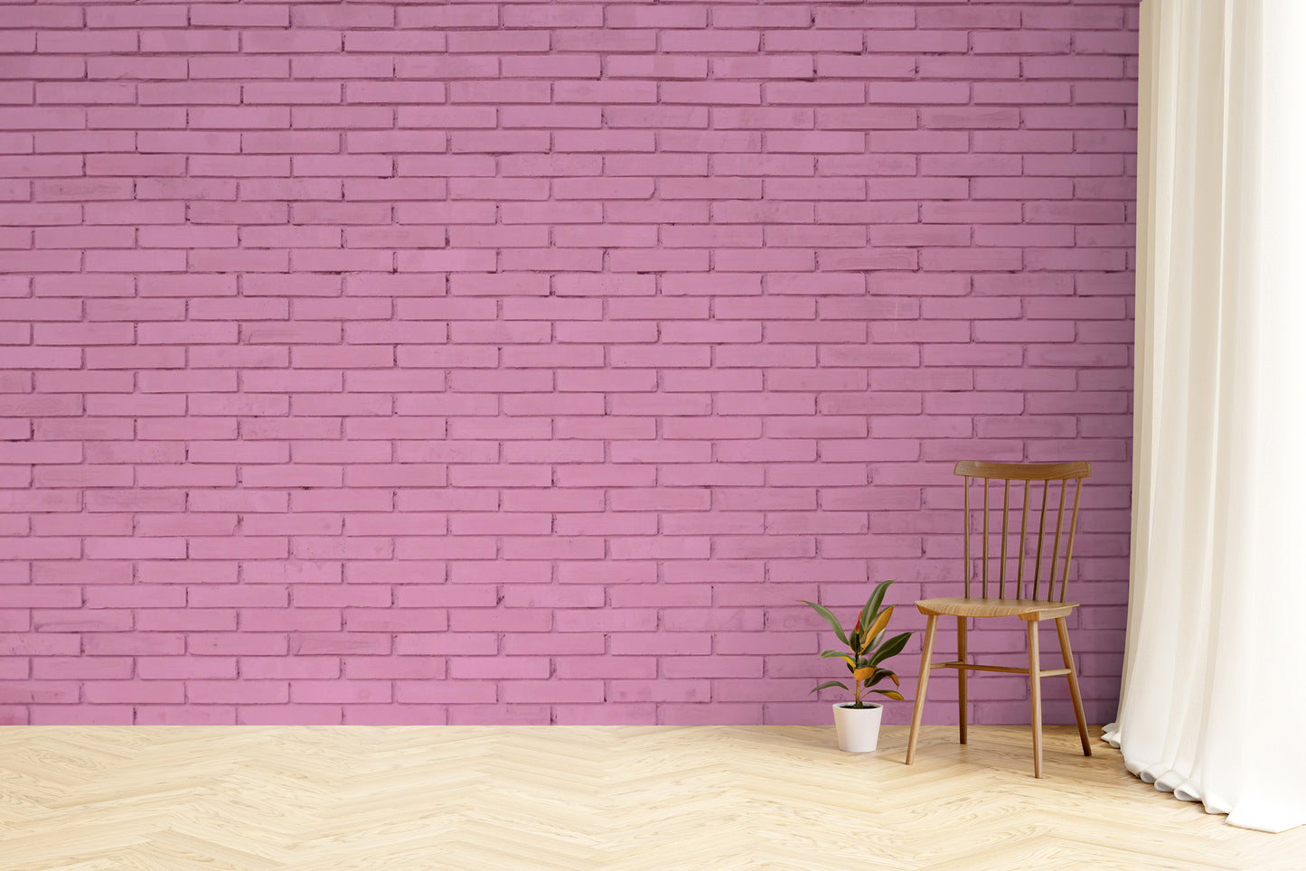 Pink Brick Wallpaper Mural