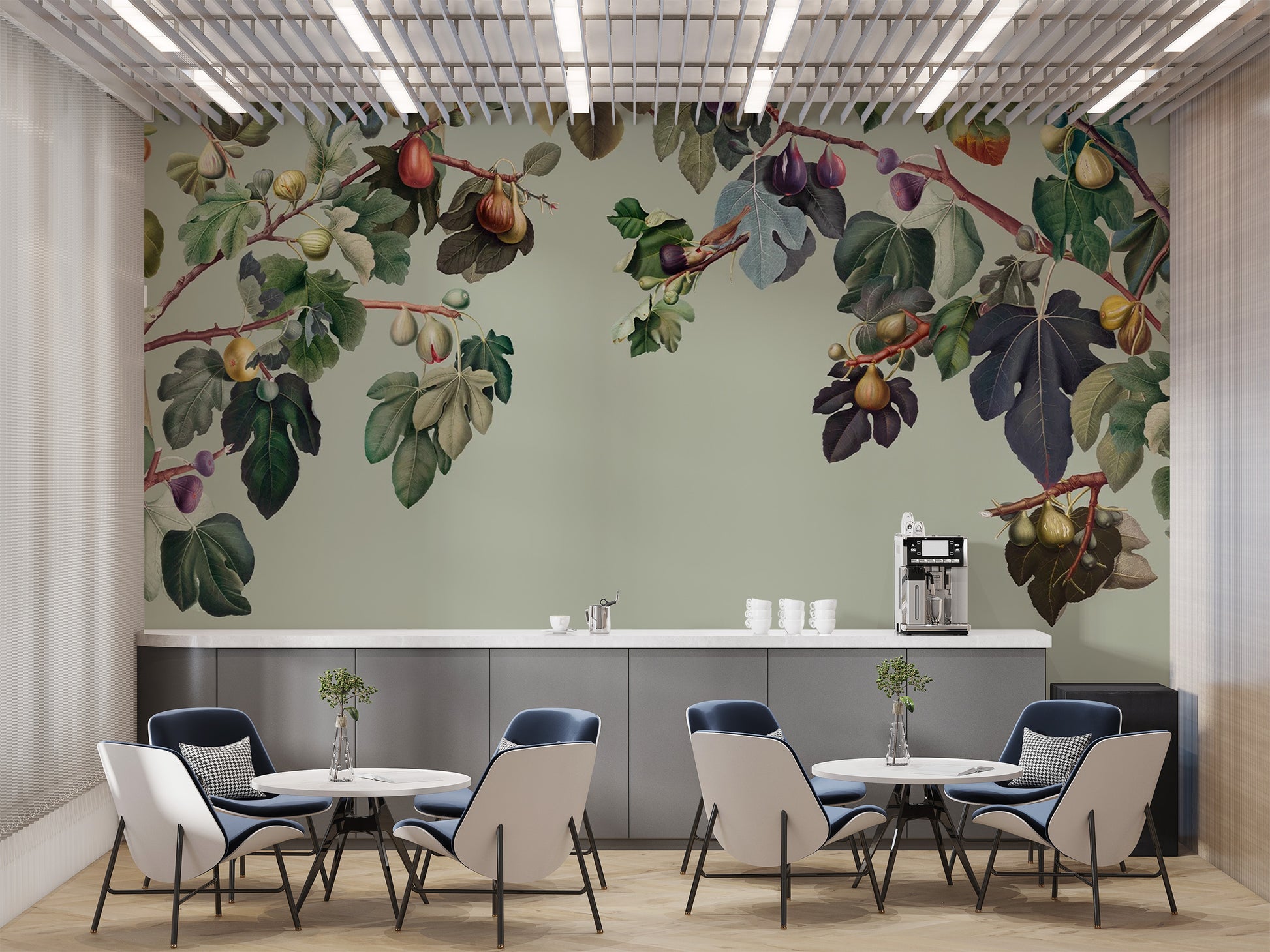 Botanical Fig Garden Wall Mural for natural spaces
