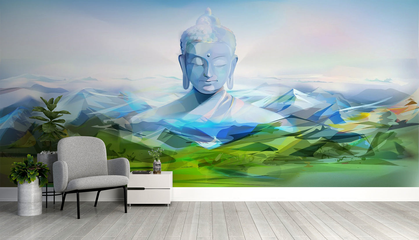 Calming Buddha Mountain Wallpaper Mural