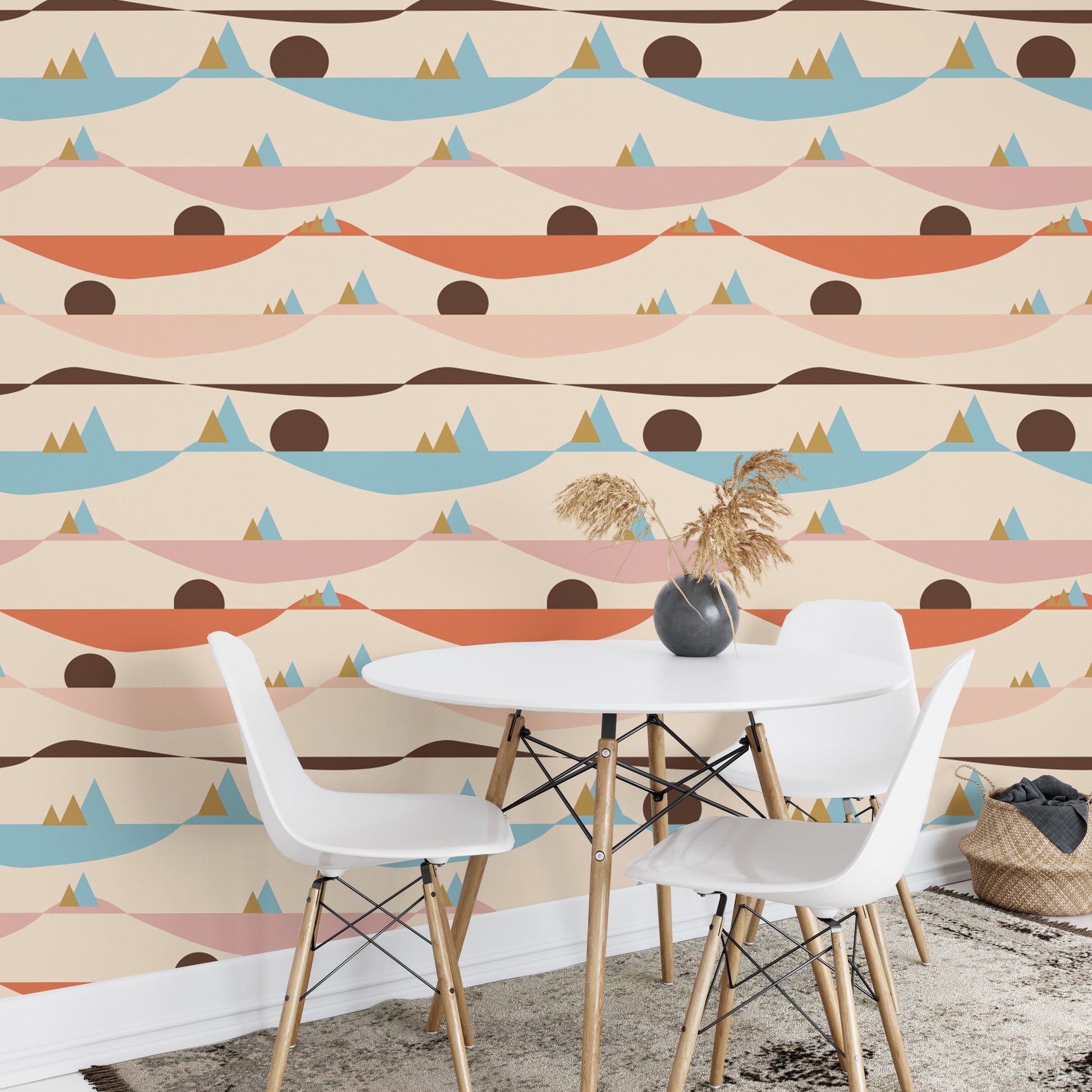 Modern apricity-themed geometric wallpaper
