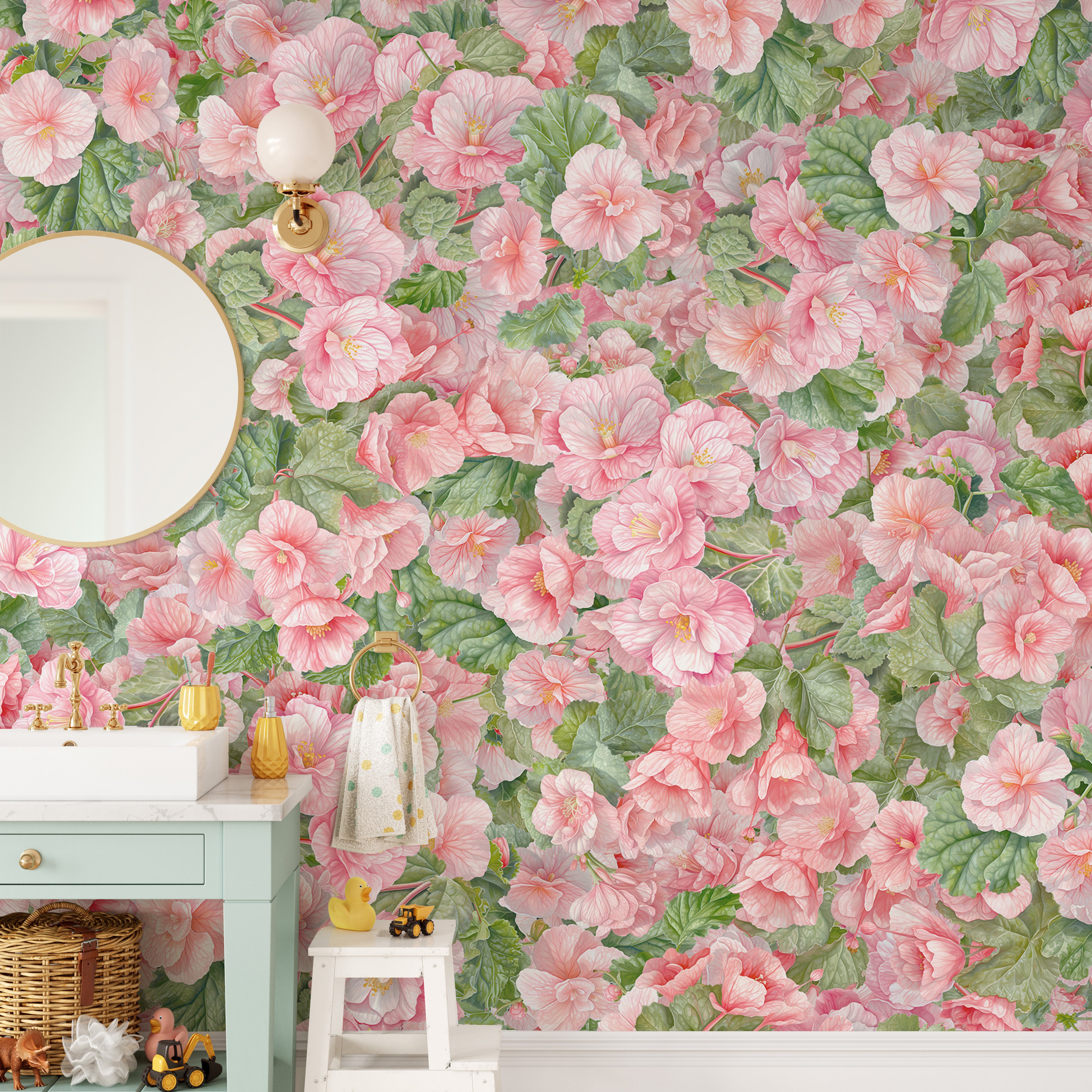 Pink Begonia Flower Wallpaper Murals - Giffywalls