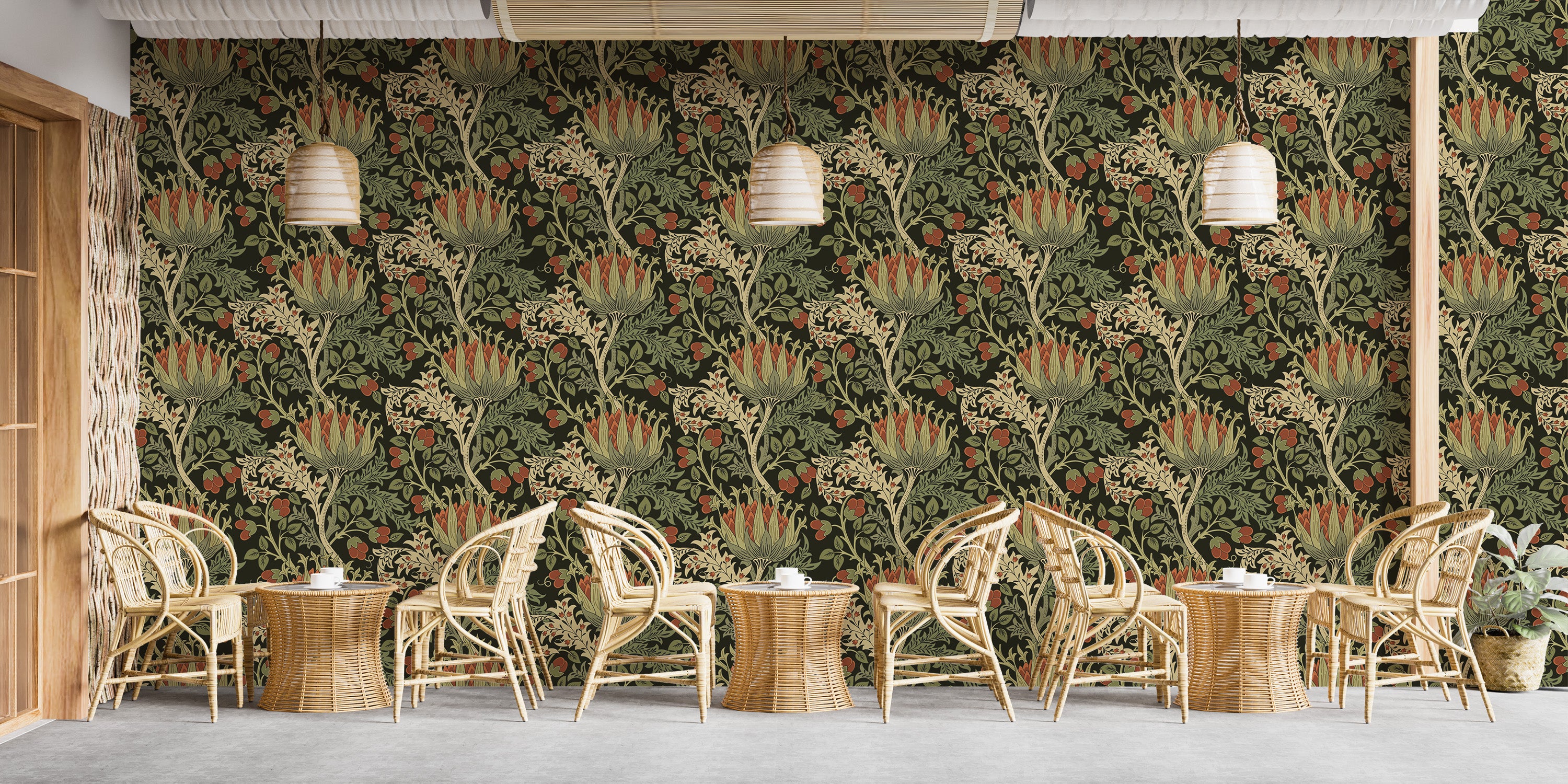 Vintage floral wallpaper with intricate design