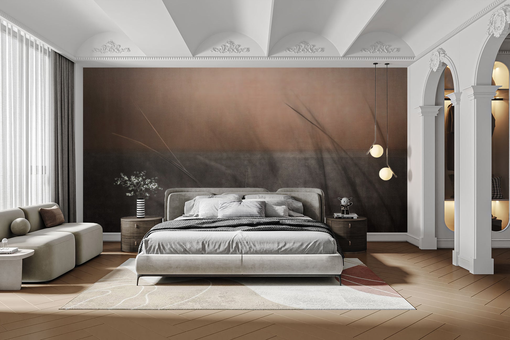 Warm neutral wall mural with nature-inspired beauty
