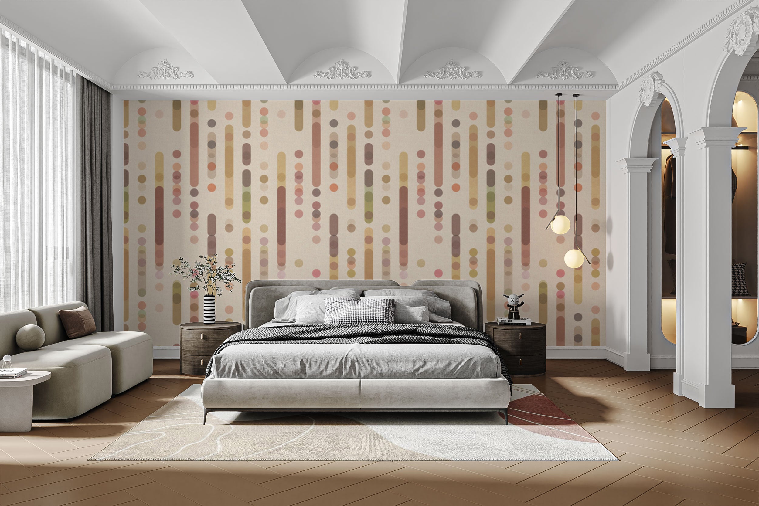 Create a snug vibe with cozy geometric pattern wallpaper