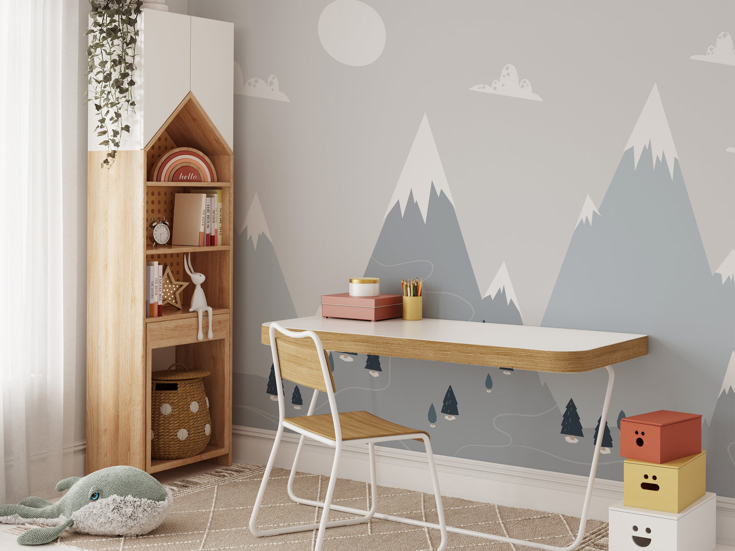 Trendy Scandinavian Mountain Wallpaper Mural