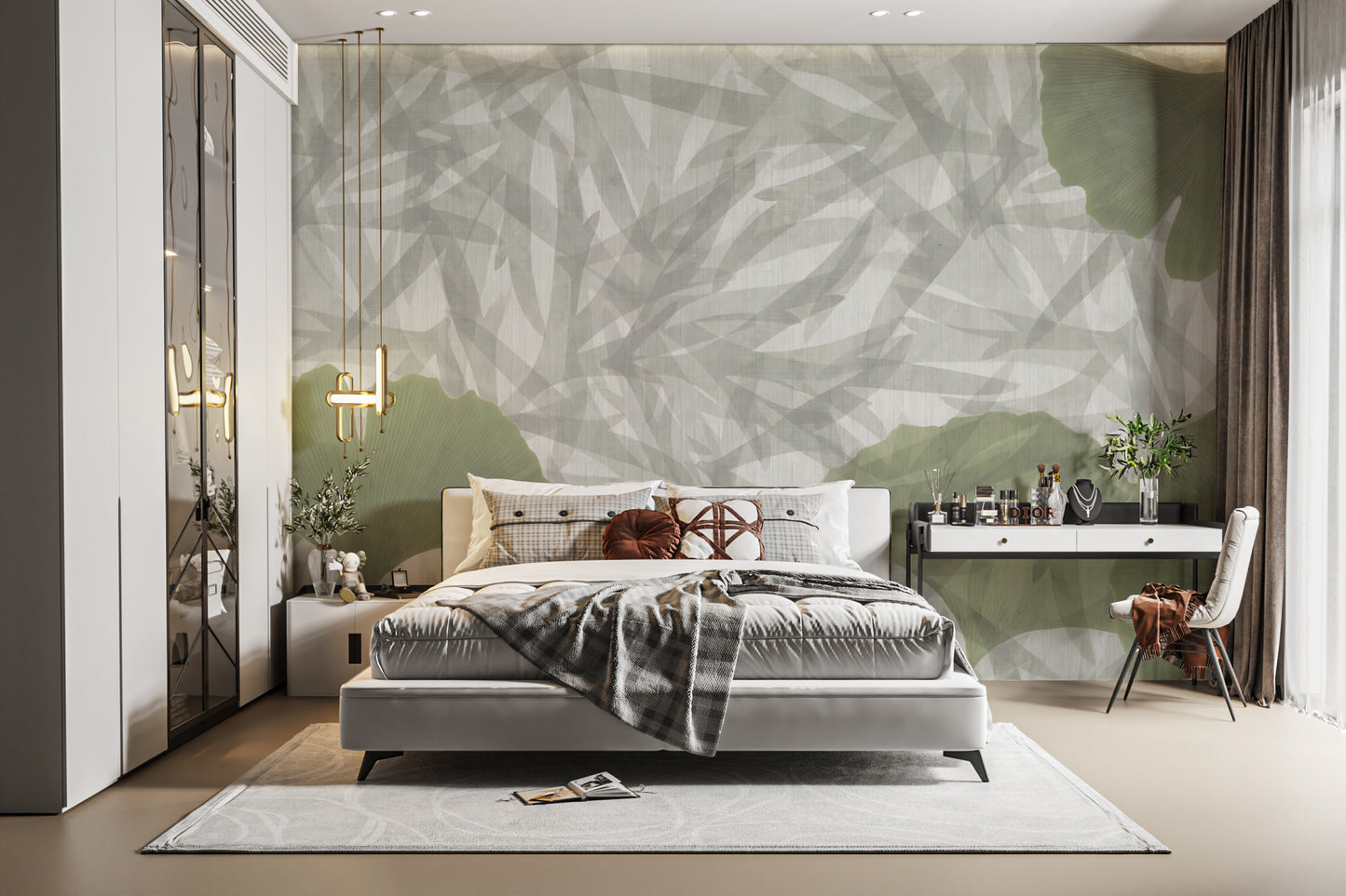 Organic leaf pattern wallpaper for stylish home décor
