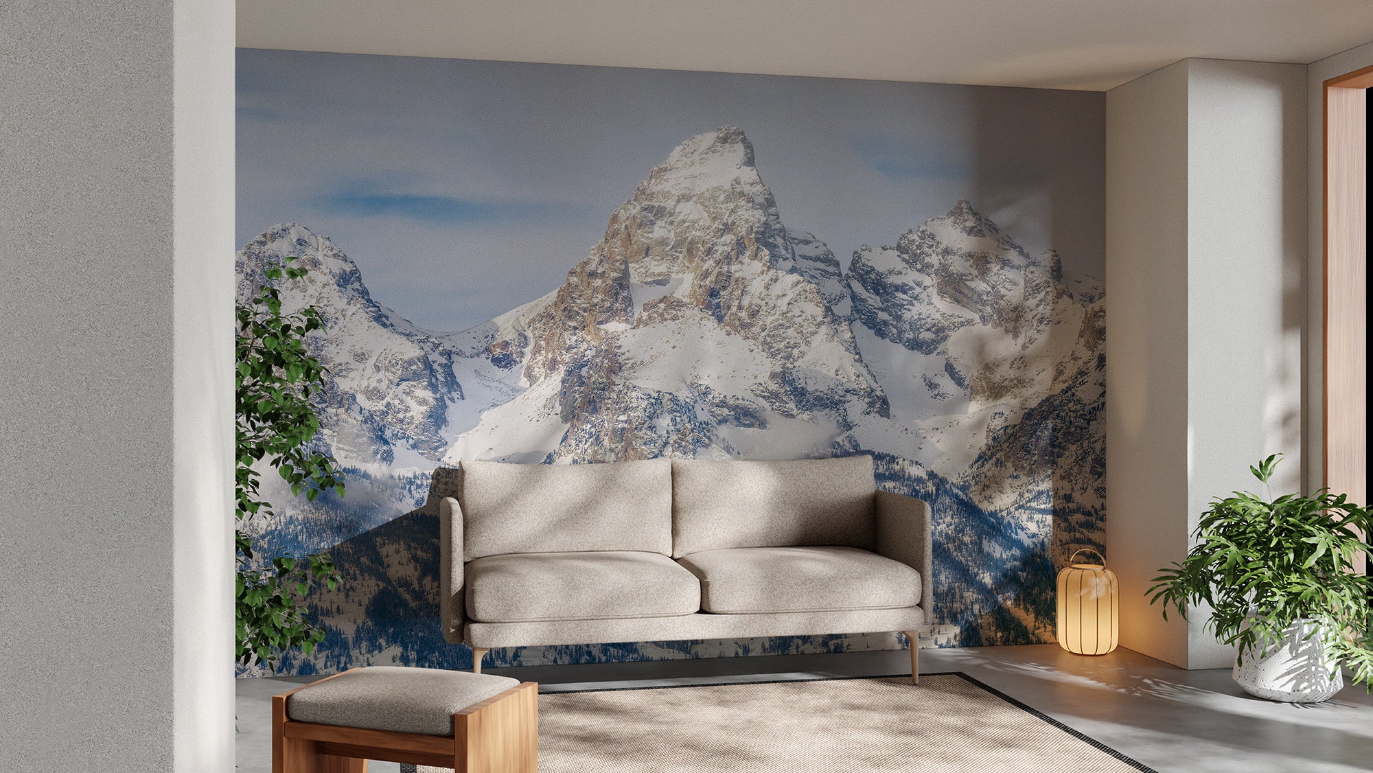 Rugged mountain wallpaper for livingrooms