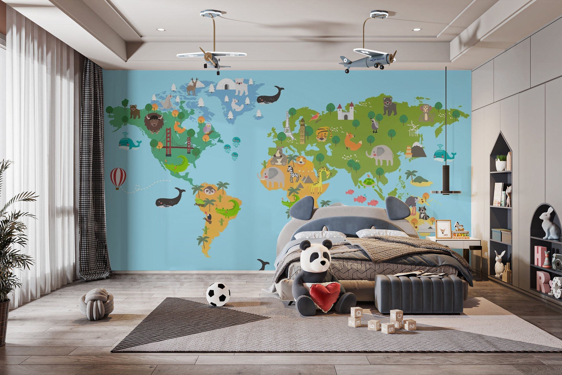 Interactive Animal World Map for Kids Wallpaper
