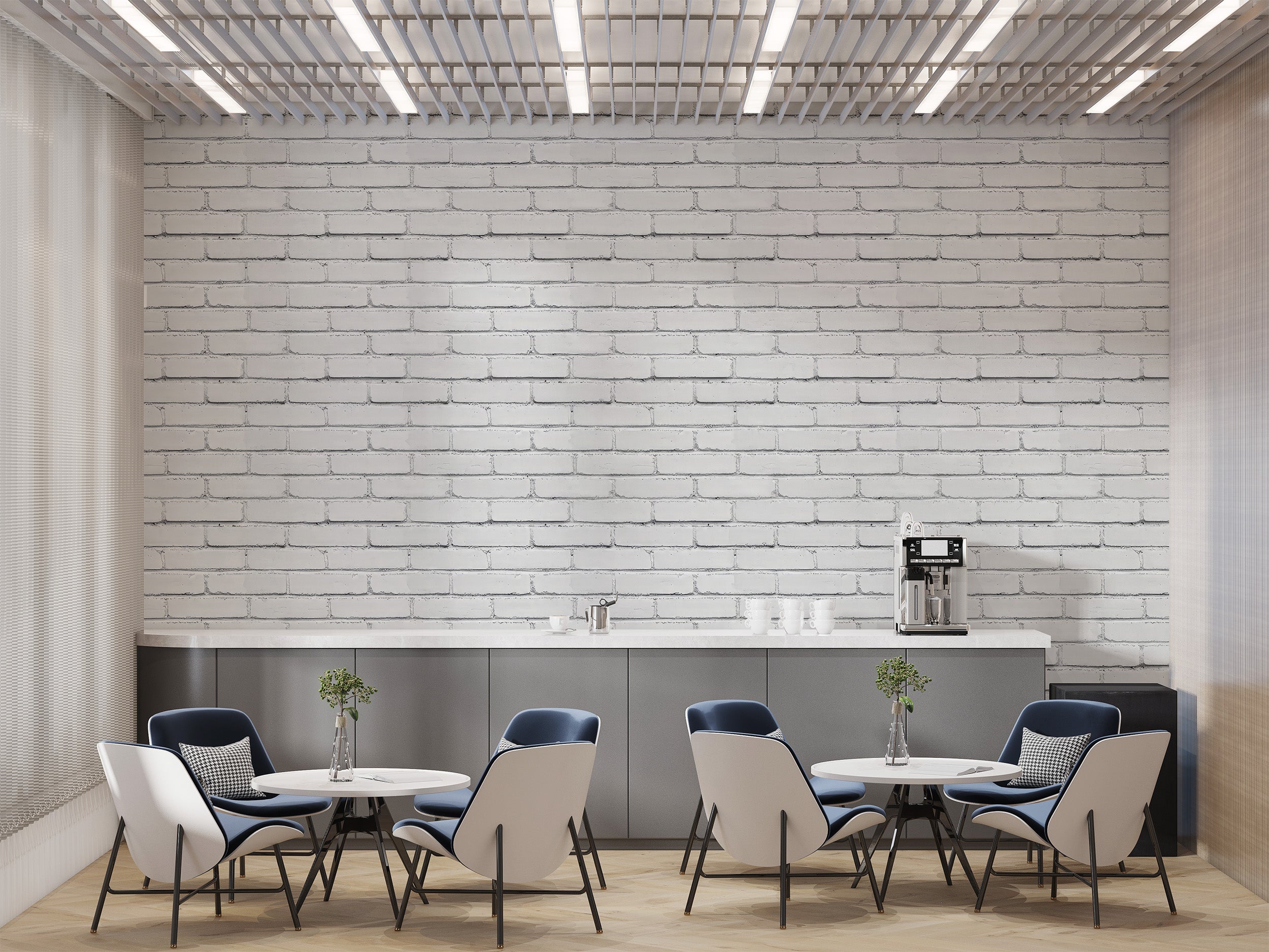 Loft-style faux brick wall design