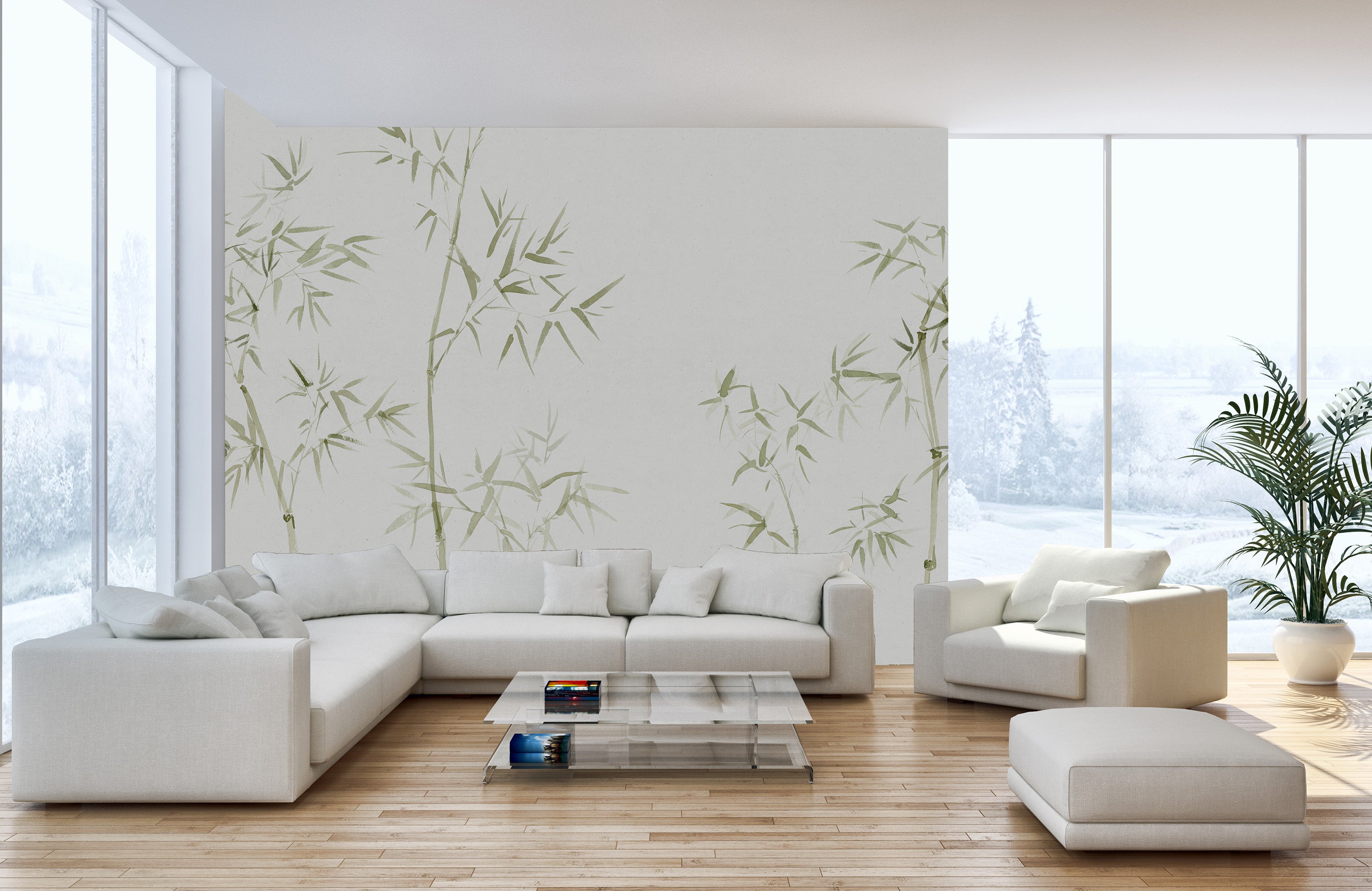 Elegant bamboo tree mural for interiors wallpaper