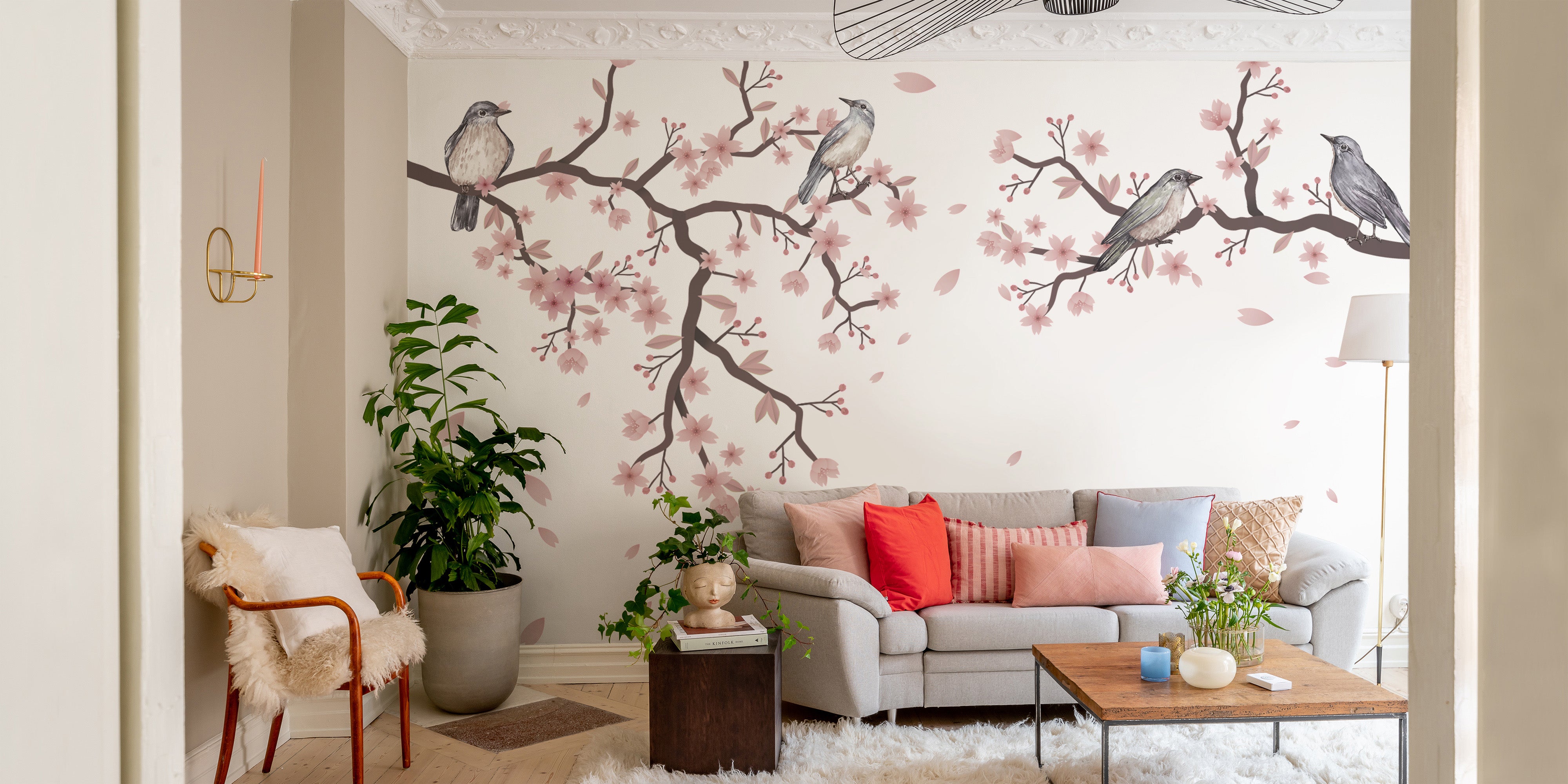 Cherry Blossom Serenade Mural for calm decor