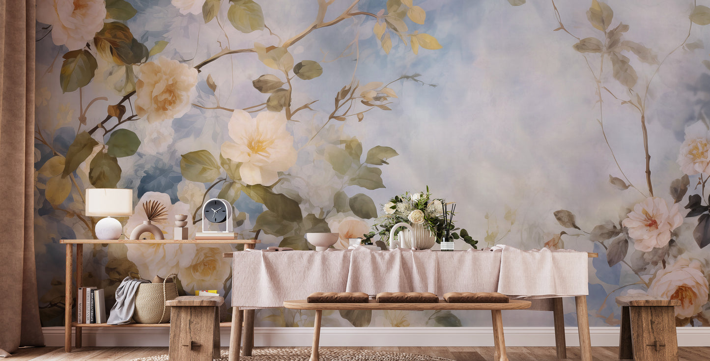 White Roses Blue Sky Wallpaper Murals