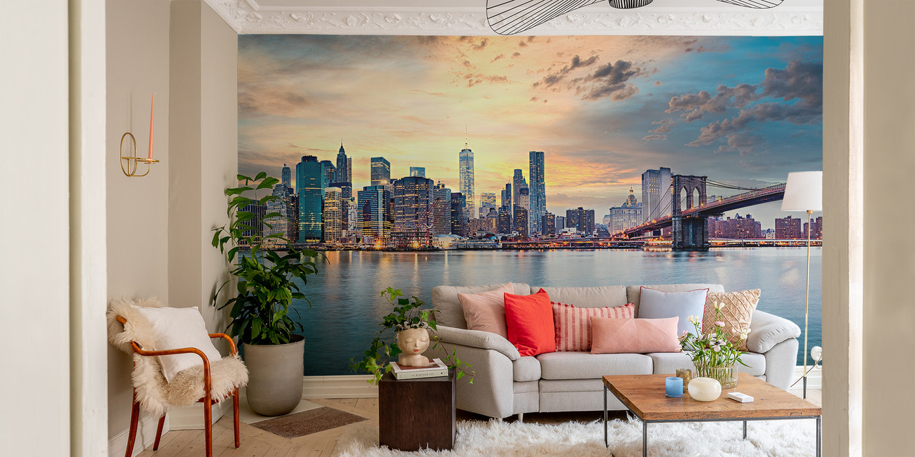 Stunning New York City sunset wallpaper in panorama